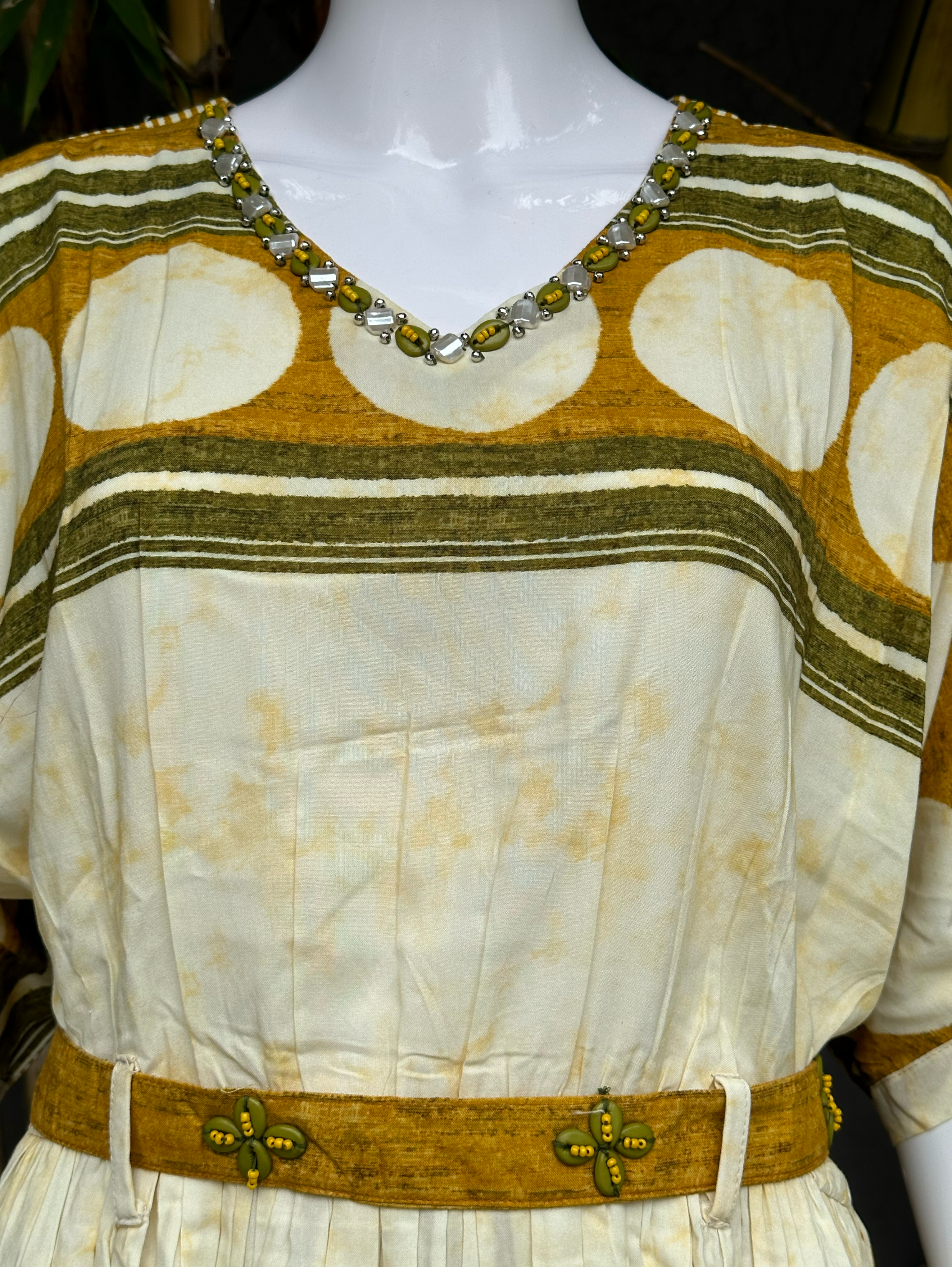 Image of Rayon V Neck Embroidery with Belt Coords
