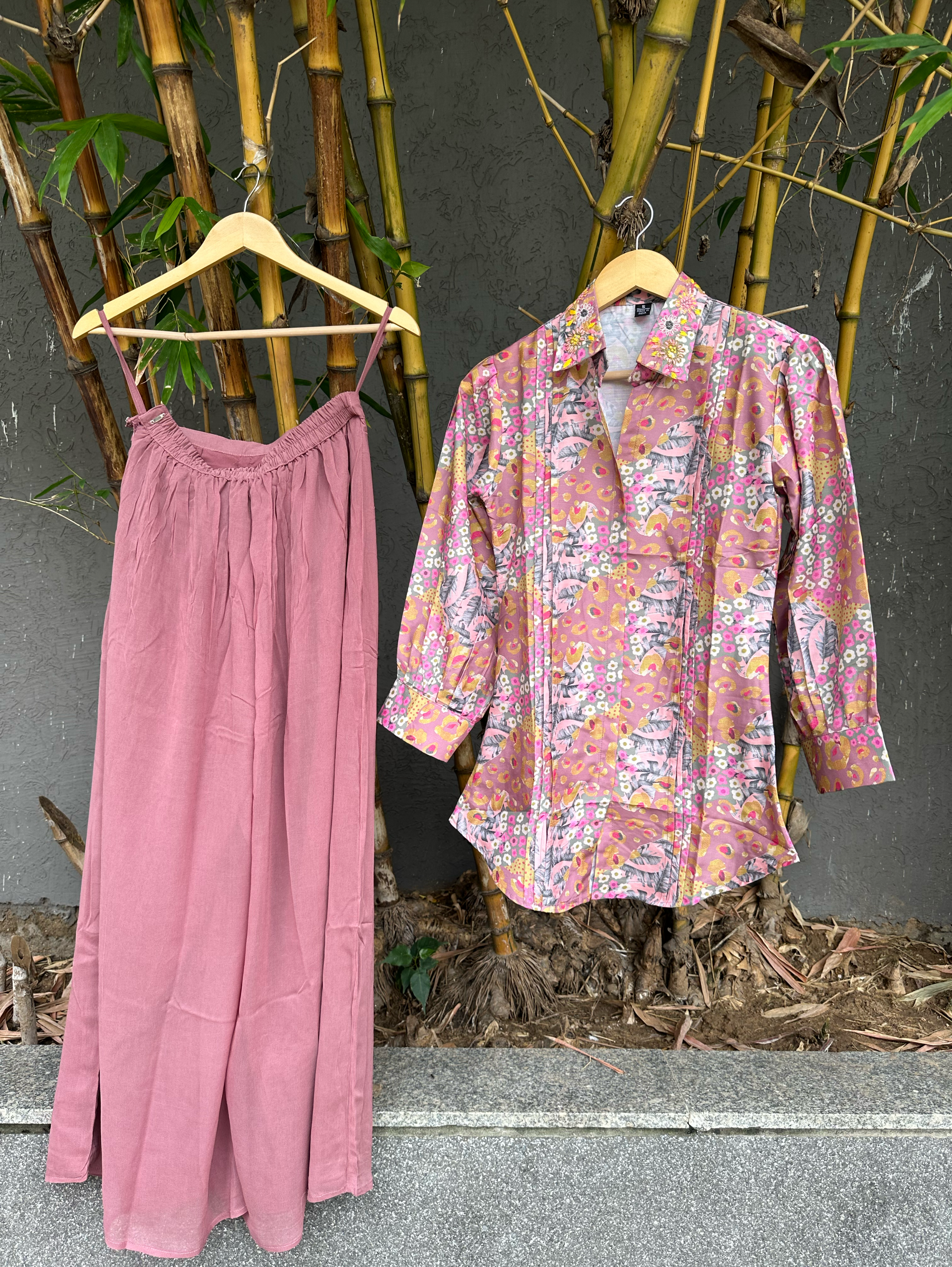 Image of Muslin Coords with Georgette Palazzo - Pink