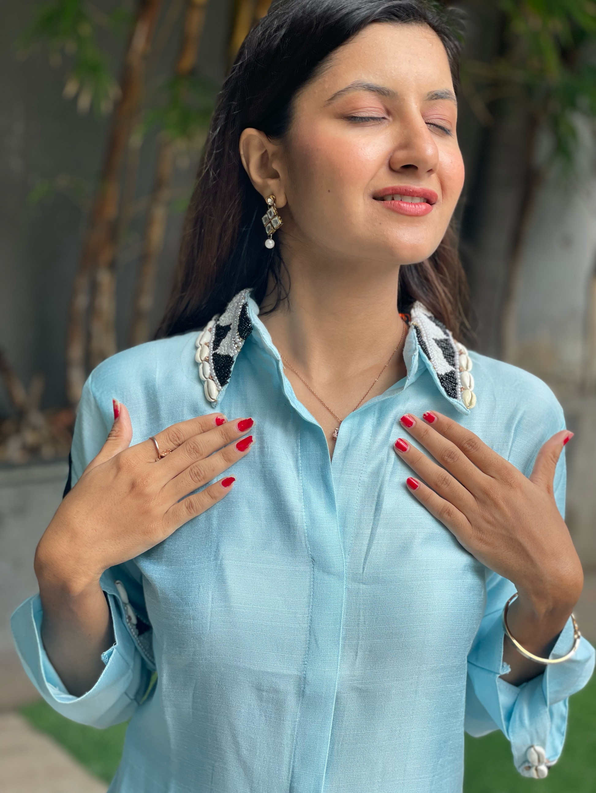 Pure Cotton Embroidery Coords - Blue