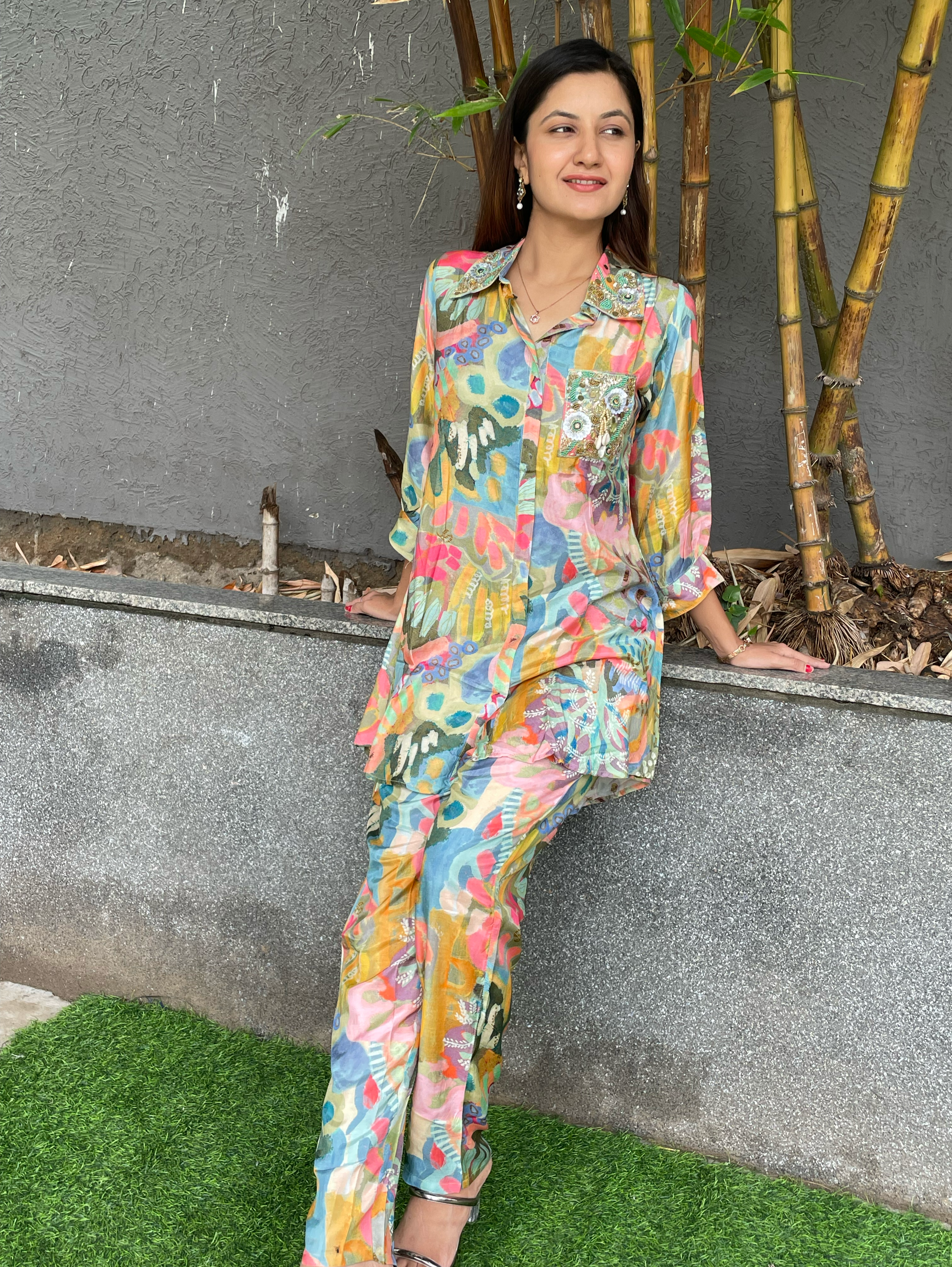 Image of Muslin Coords with Hand work