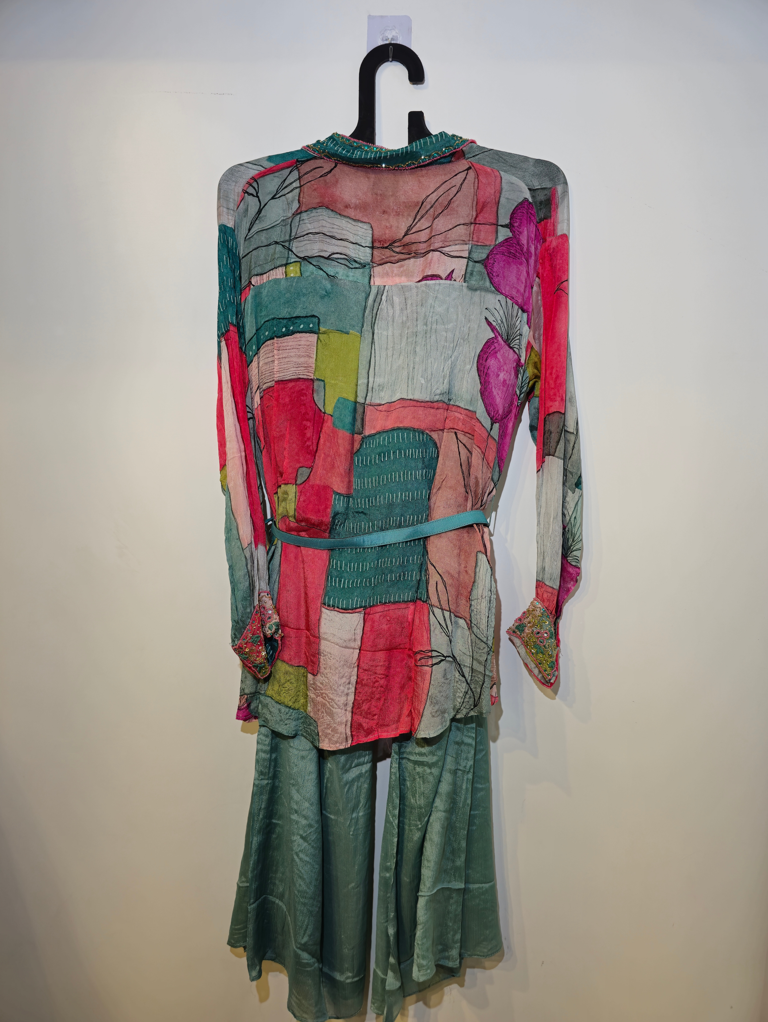 Image of Designer Crepe Chinnon Coord Set