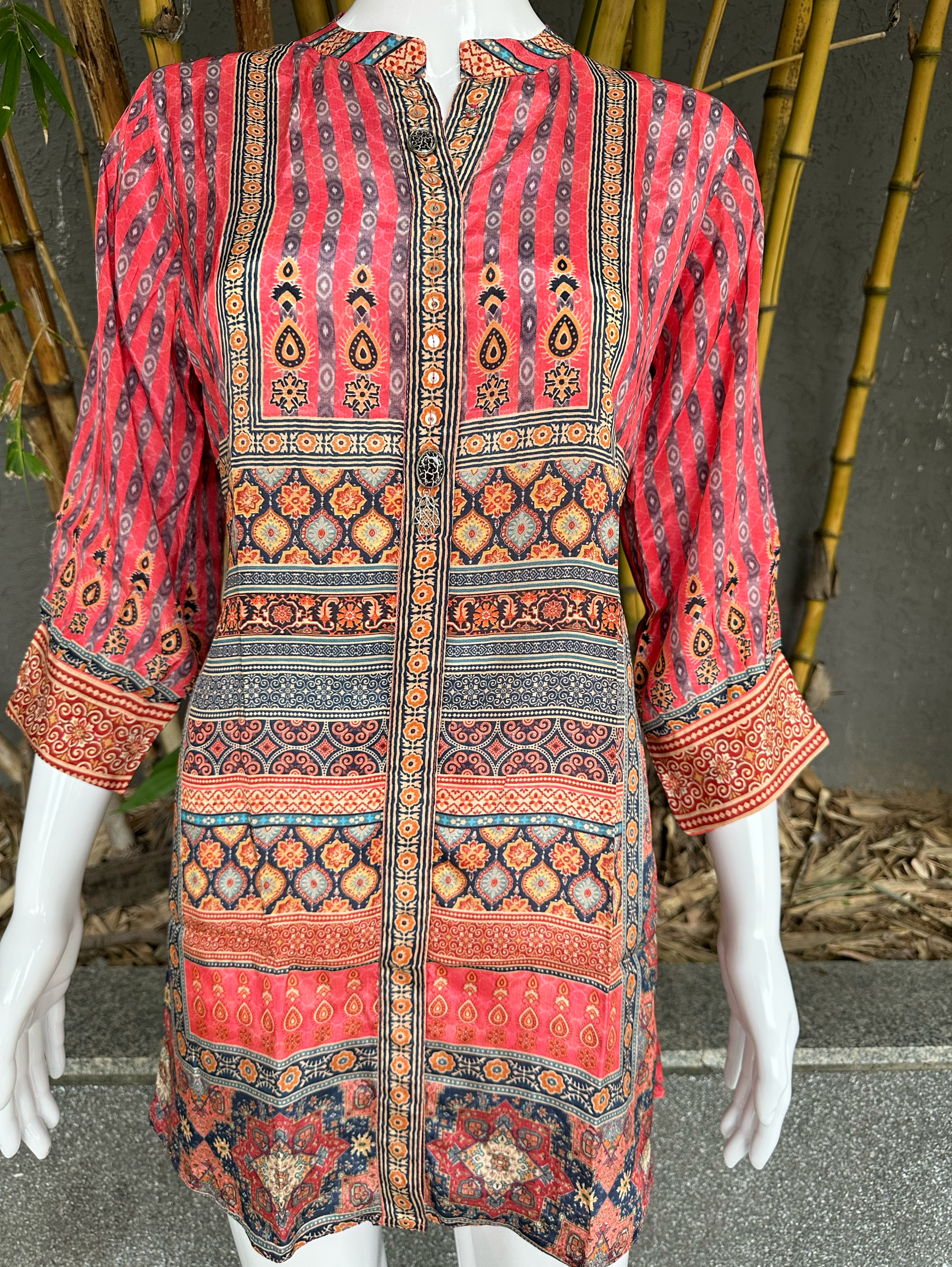 Muslin Print Tunics with Stand Patti Embroidery work