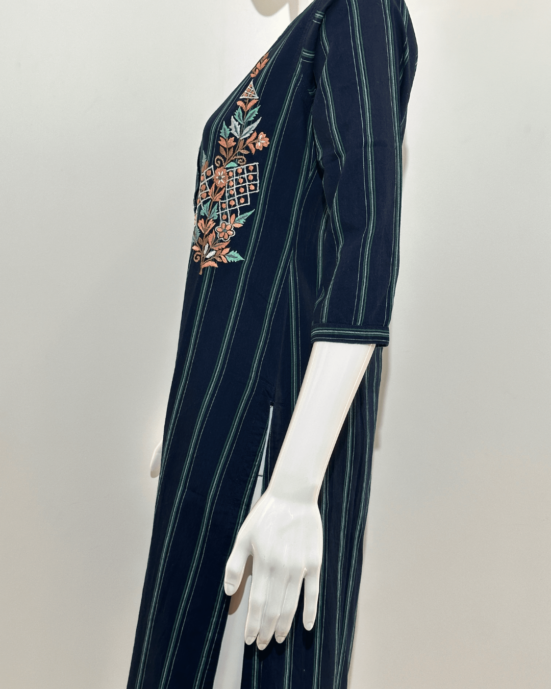 Denim With Embroidery Straight Kurti