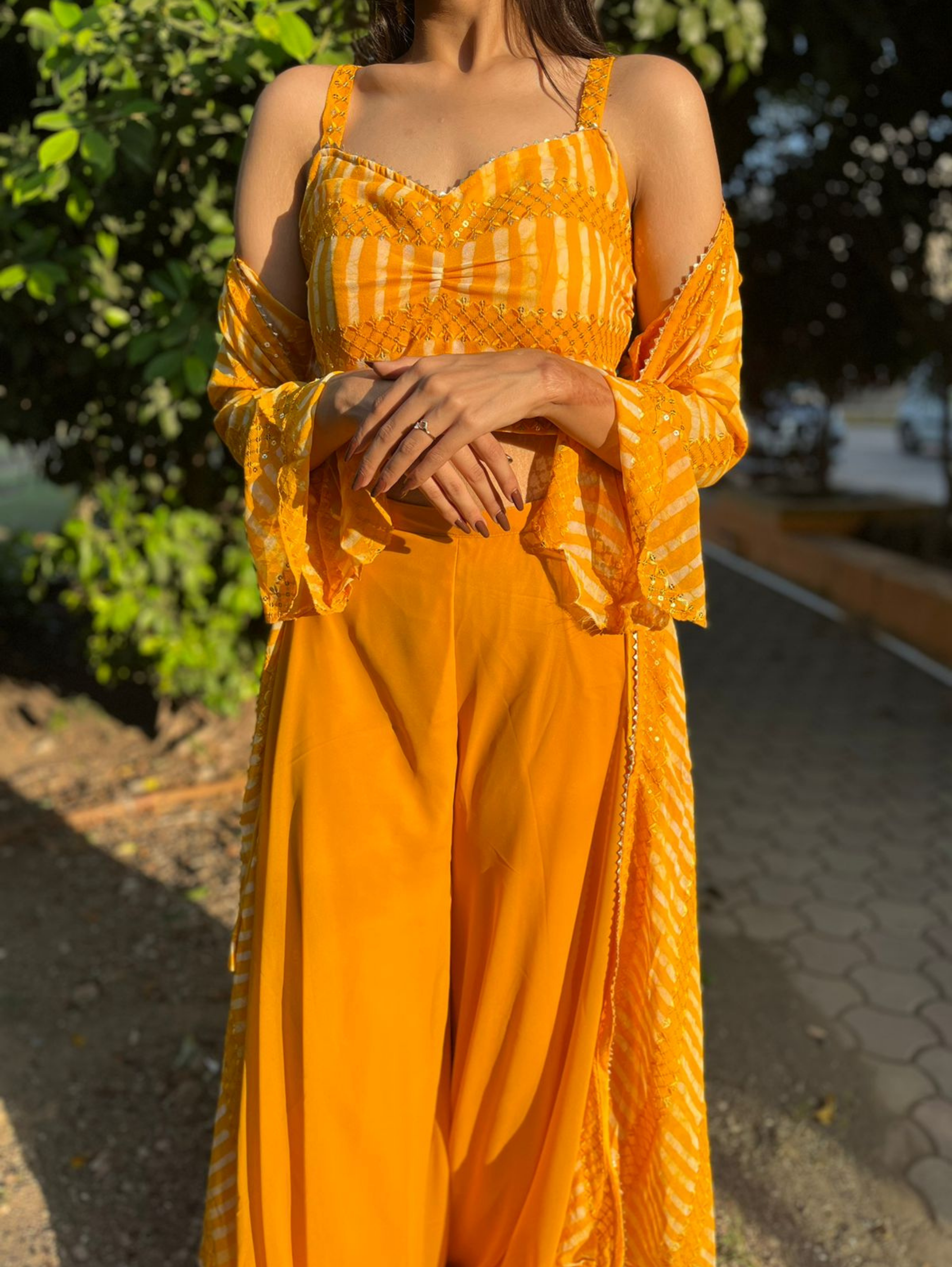 Image of Shrug Style Georgette 3 Piece