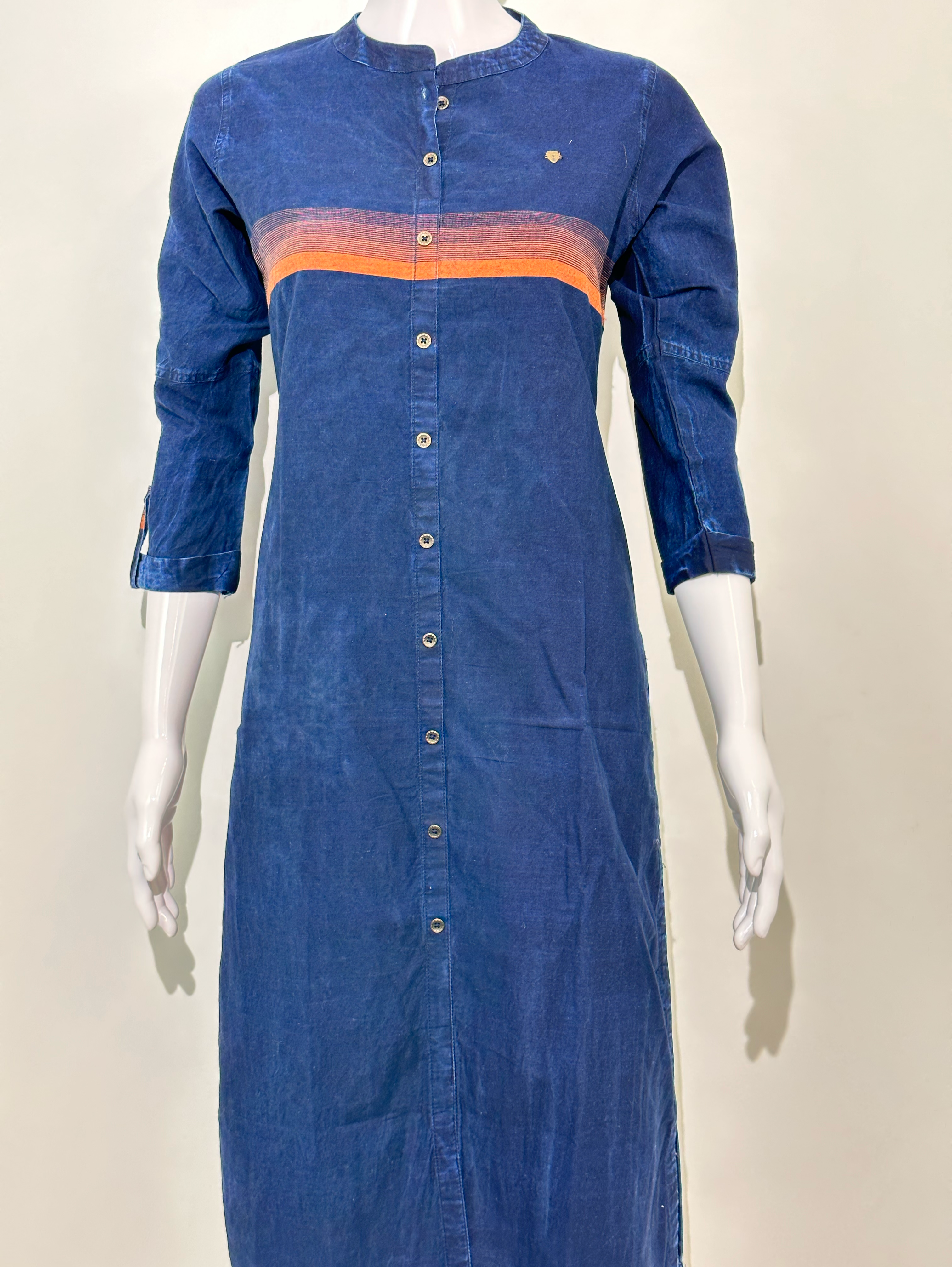 Image of Straight Denim with Stripe Print Kurti