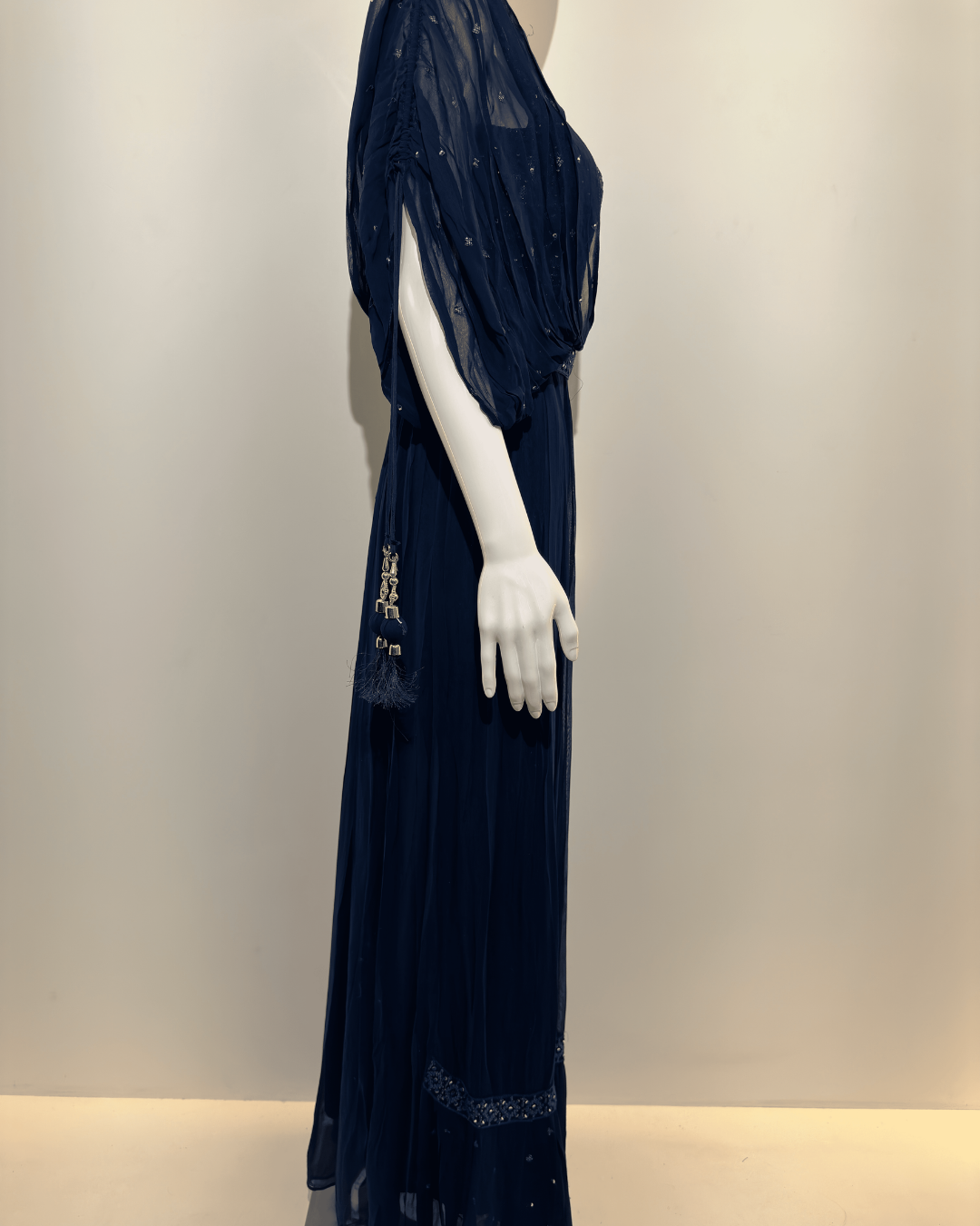 Image of Georgette Butterfly Design Gown with Belt