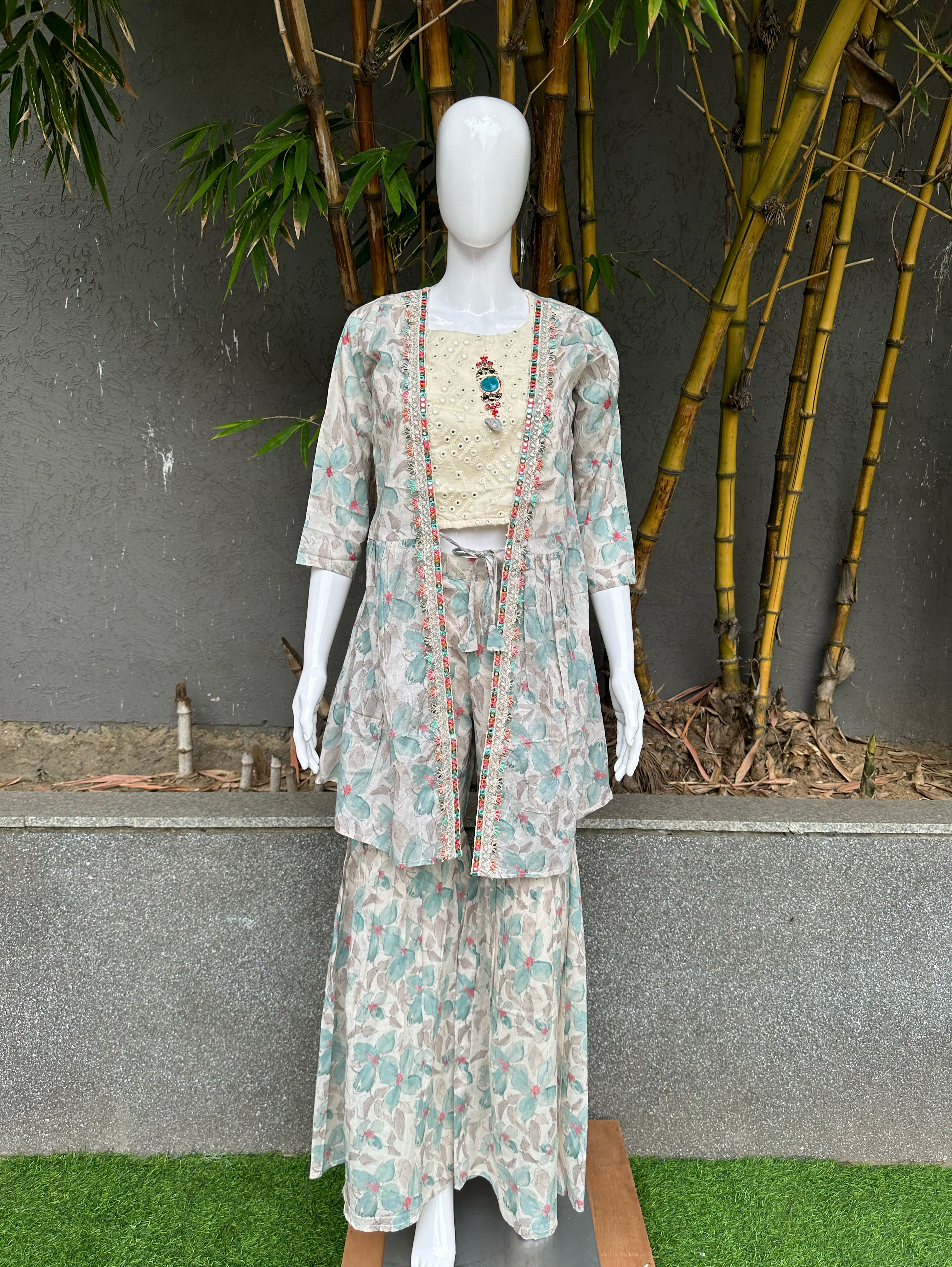 Image of Designer Sharara Set with work - 3 Piece