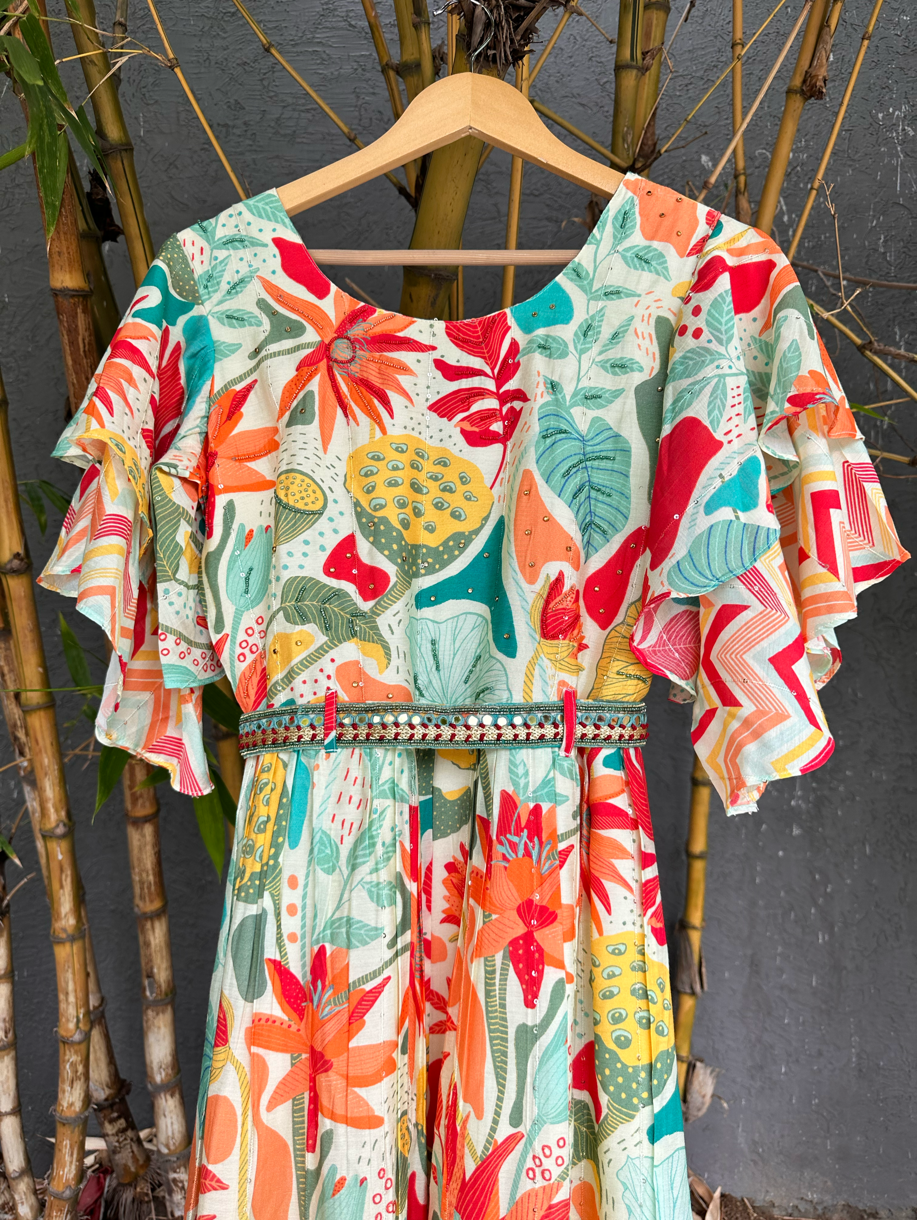 Multicolor Muslin Jumpsuit with Sequence work