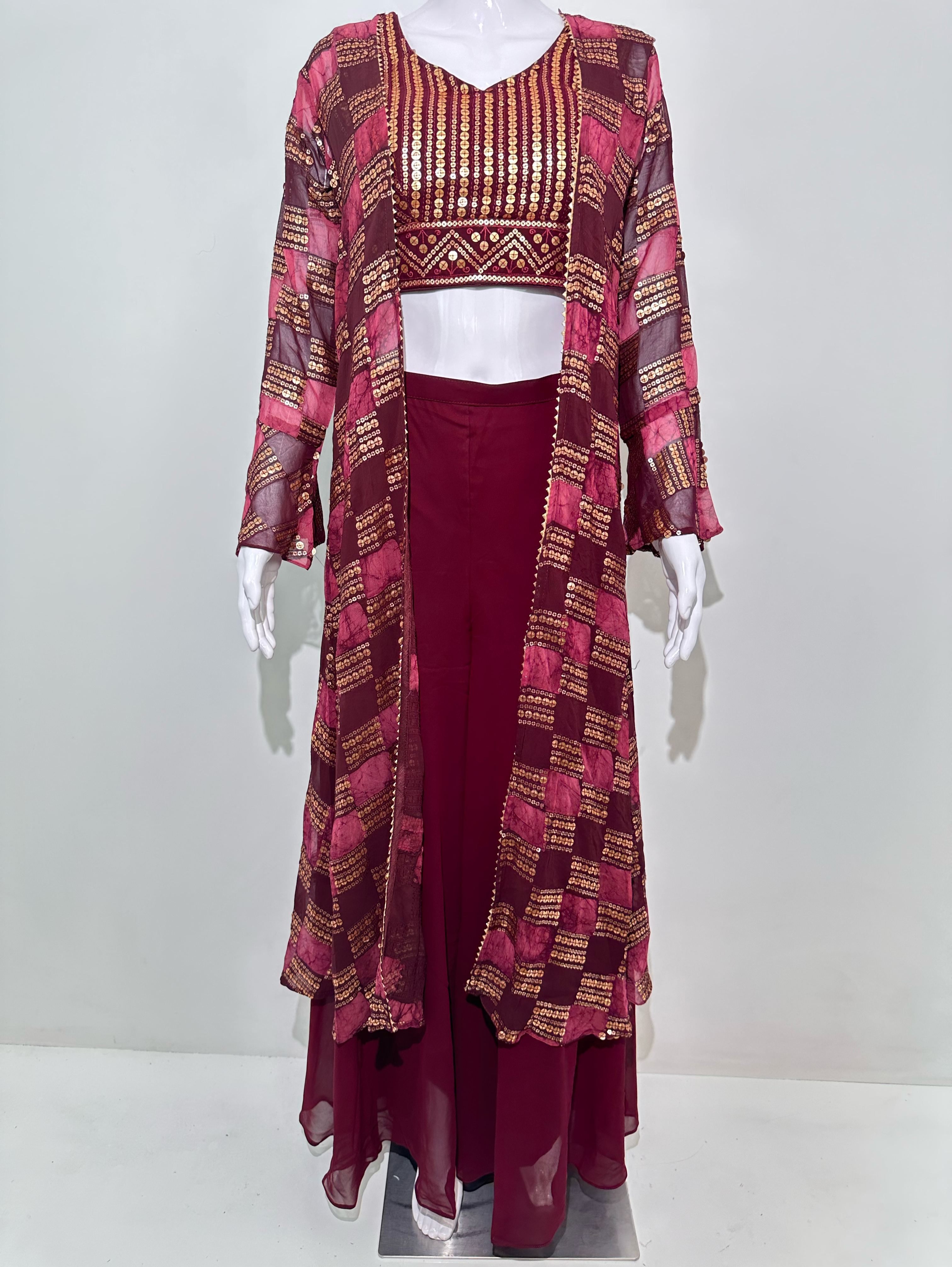 Image of Broad Plazzo Set with work and Seprate Shrug - 3 Piece