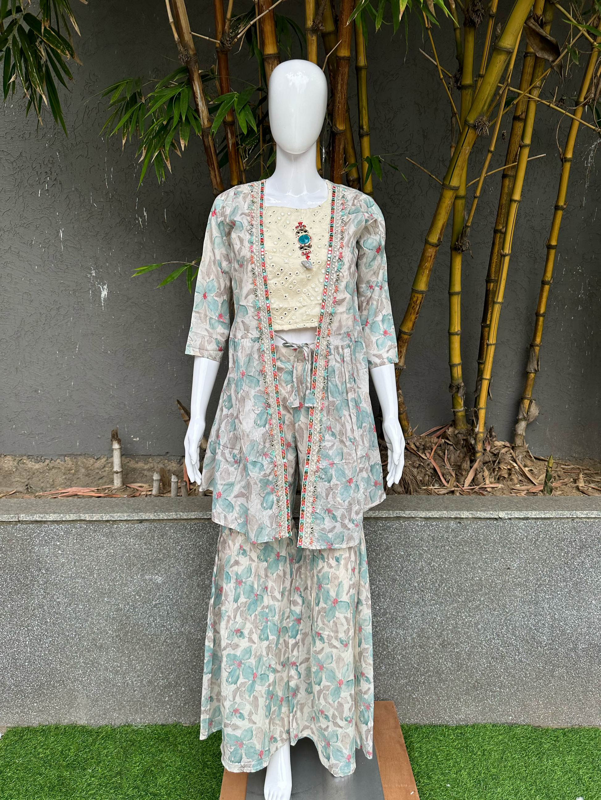 Designer Sharara Set with work - 3 Piece