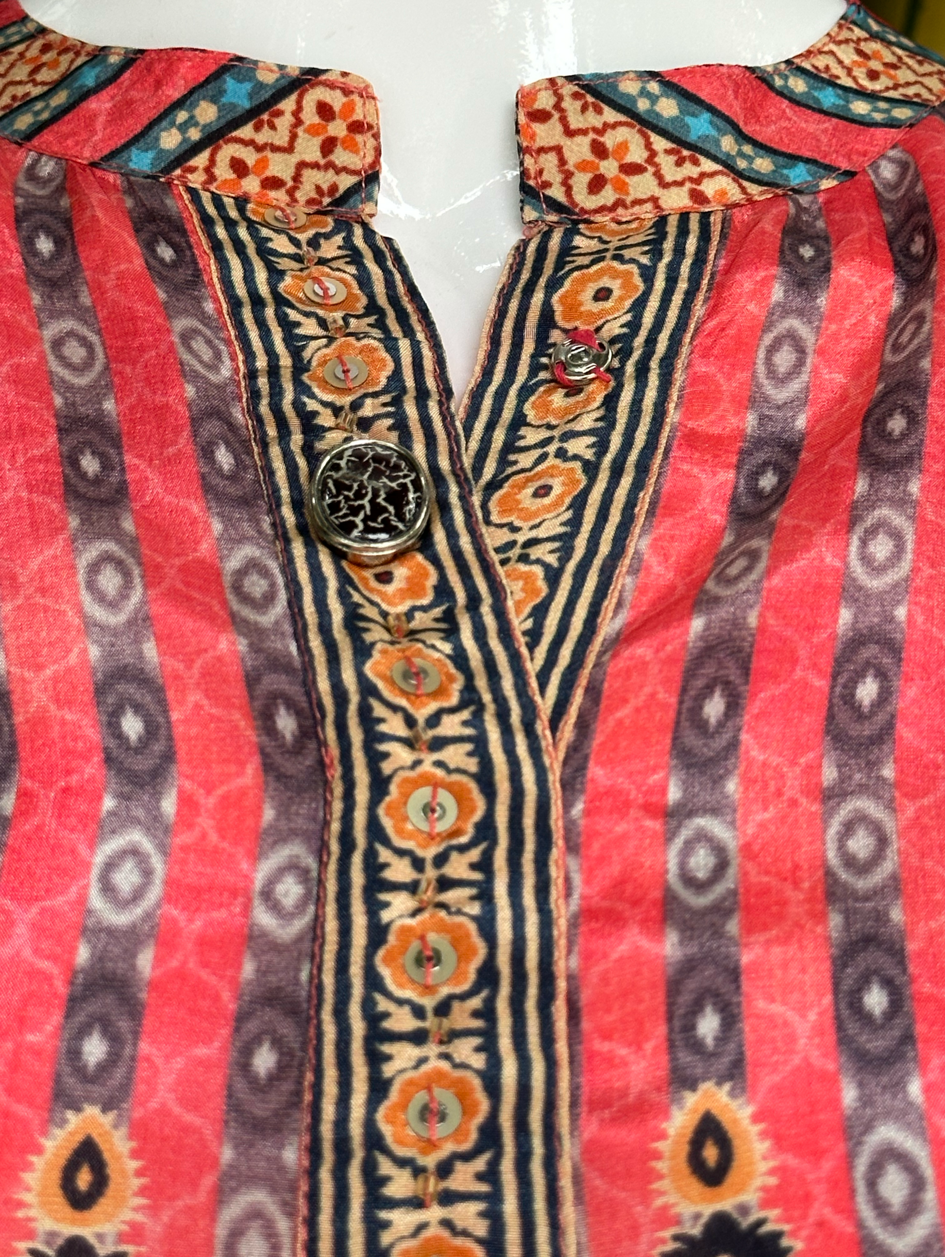 Muslin Print Tunics with Stand Patti Embroidery work