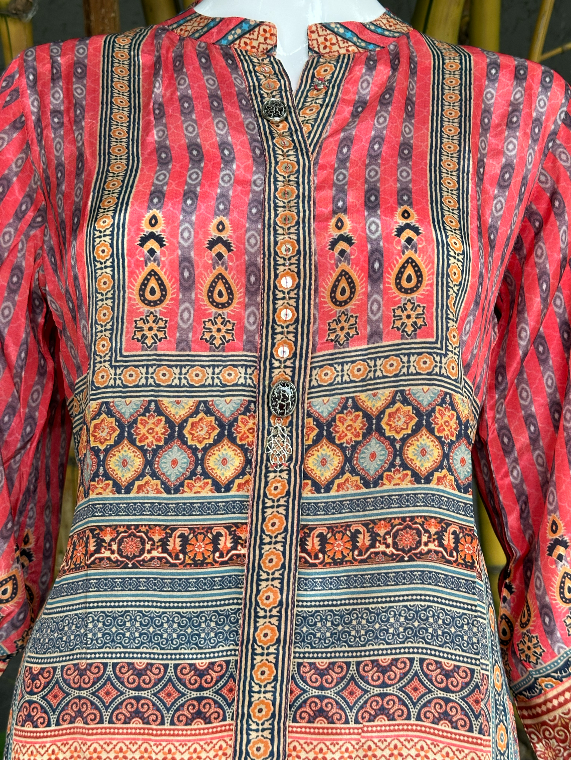 Muslin Print Tunics with Stand Patti Embroidery work