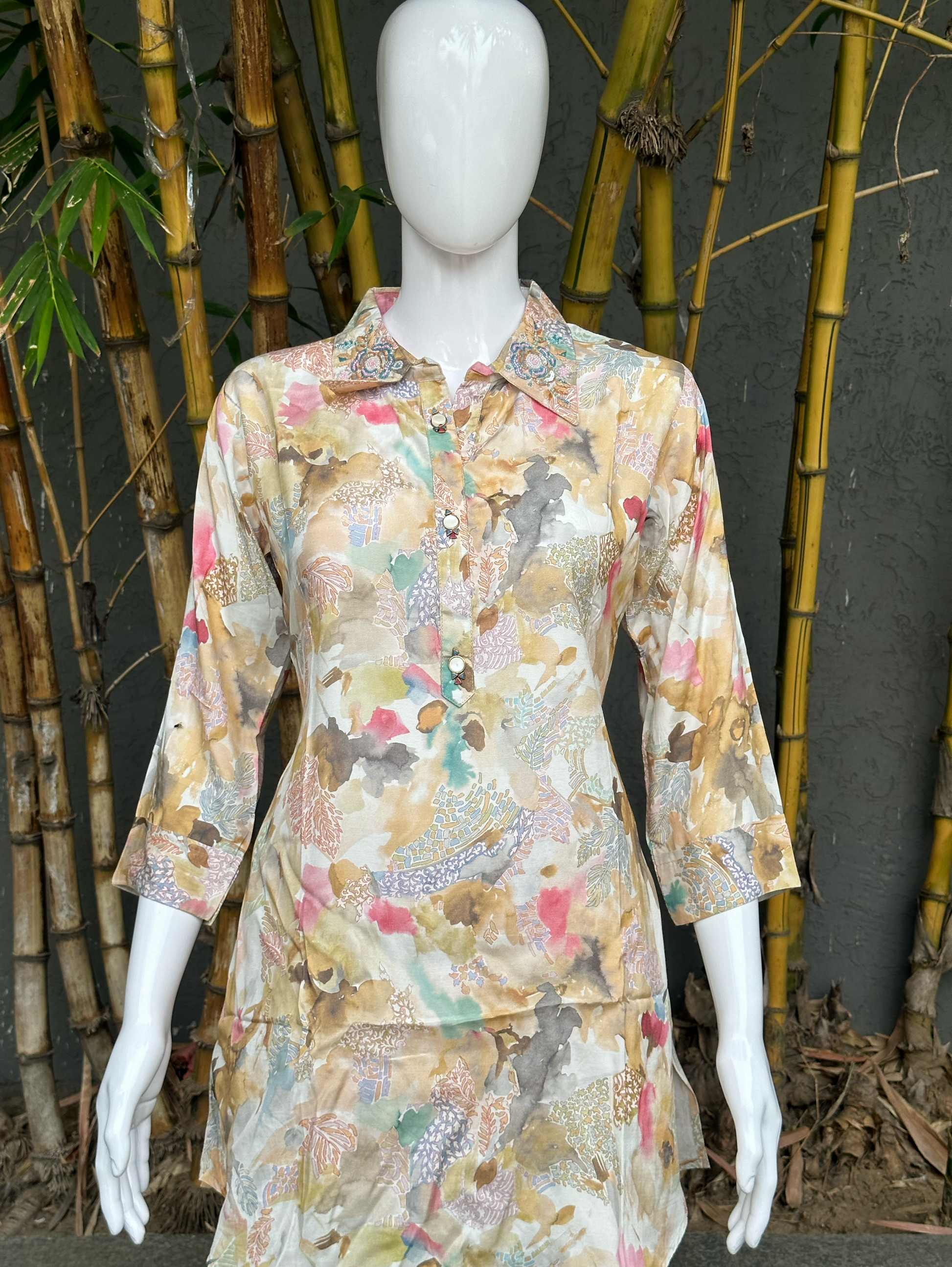 Muslin Coords with Collar and Button works