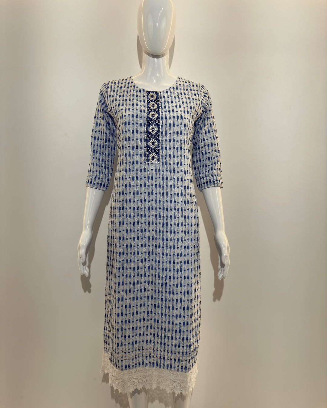 Image of Lucknowi work Cotton Straight Kurti