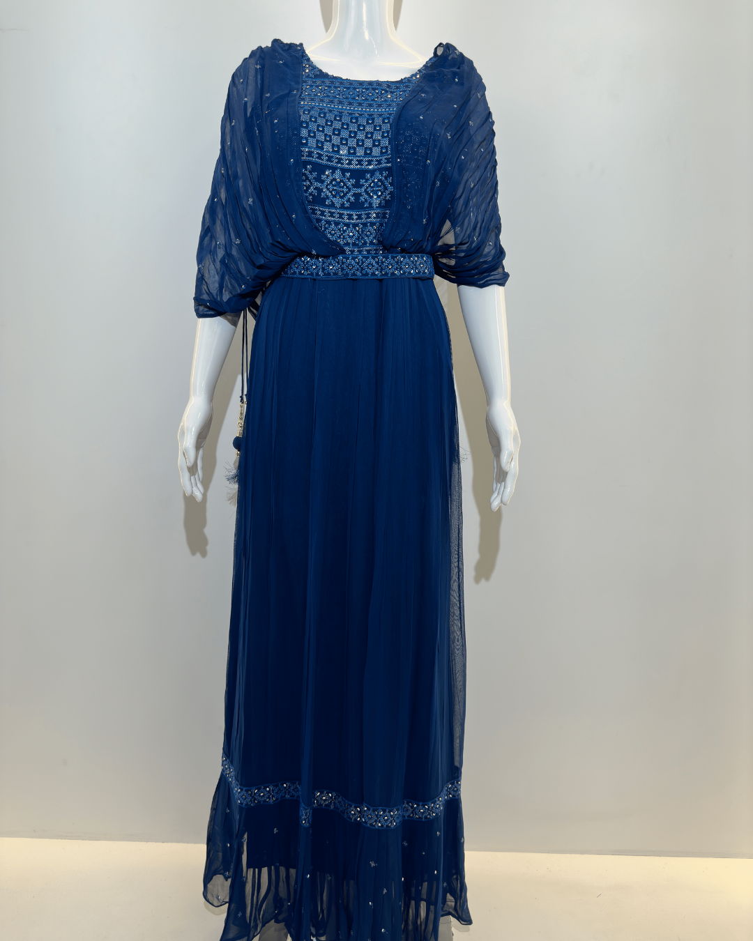 Georgette Butterfly Design Gown with Belt