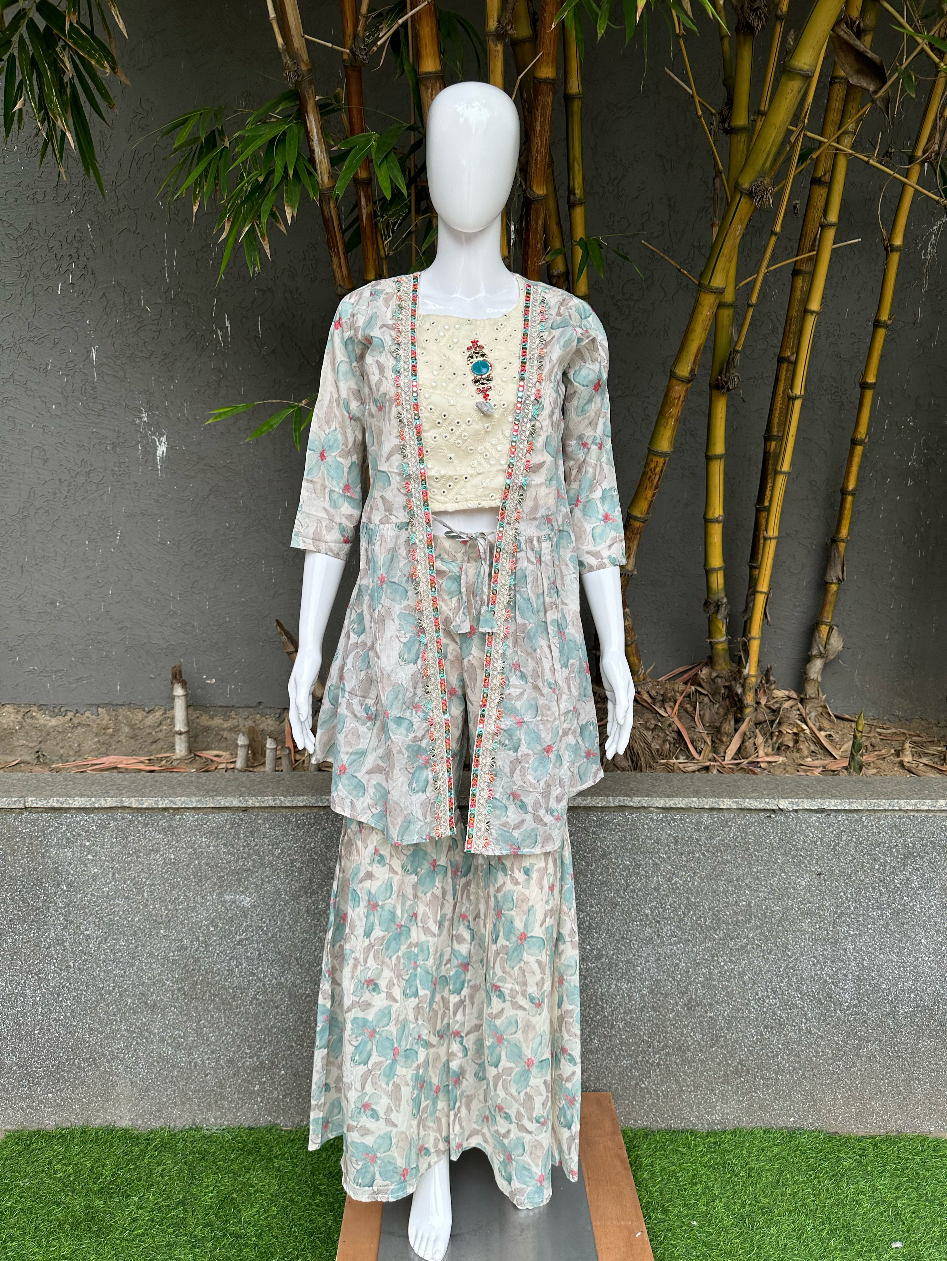 Image of Designer Sharara Set with work - 3 Piece