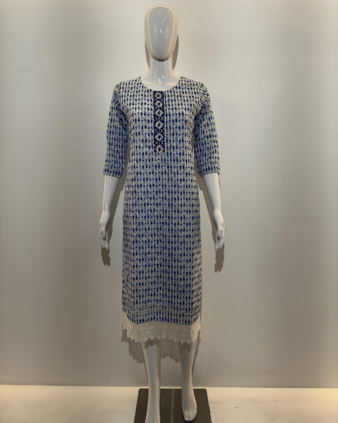 Lucknowi work Cotton Straight Kurti