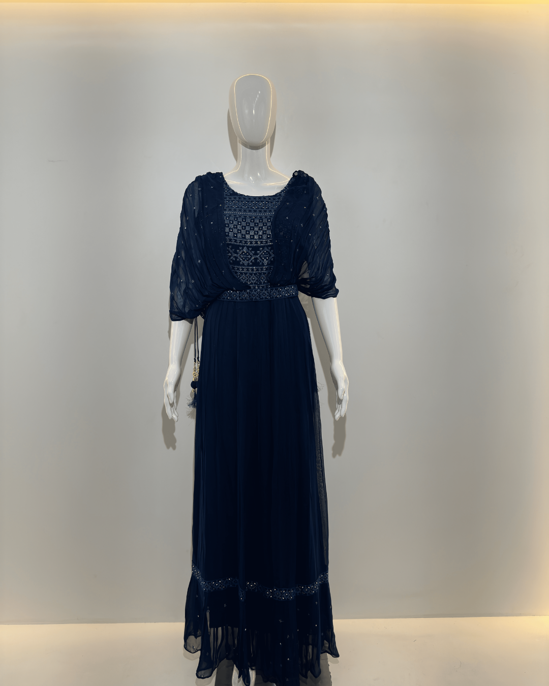 Georgette Butterfly Design Gown with Belt