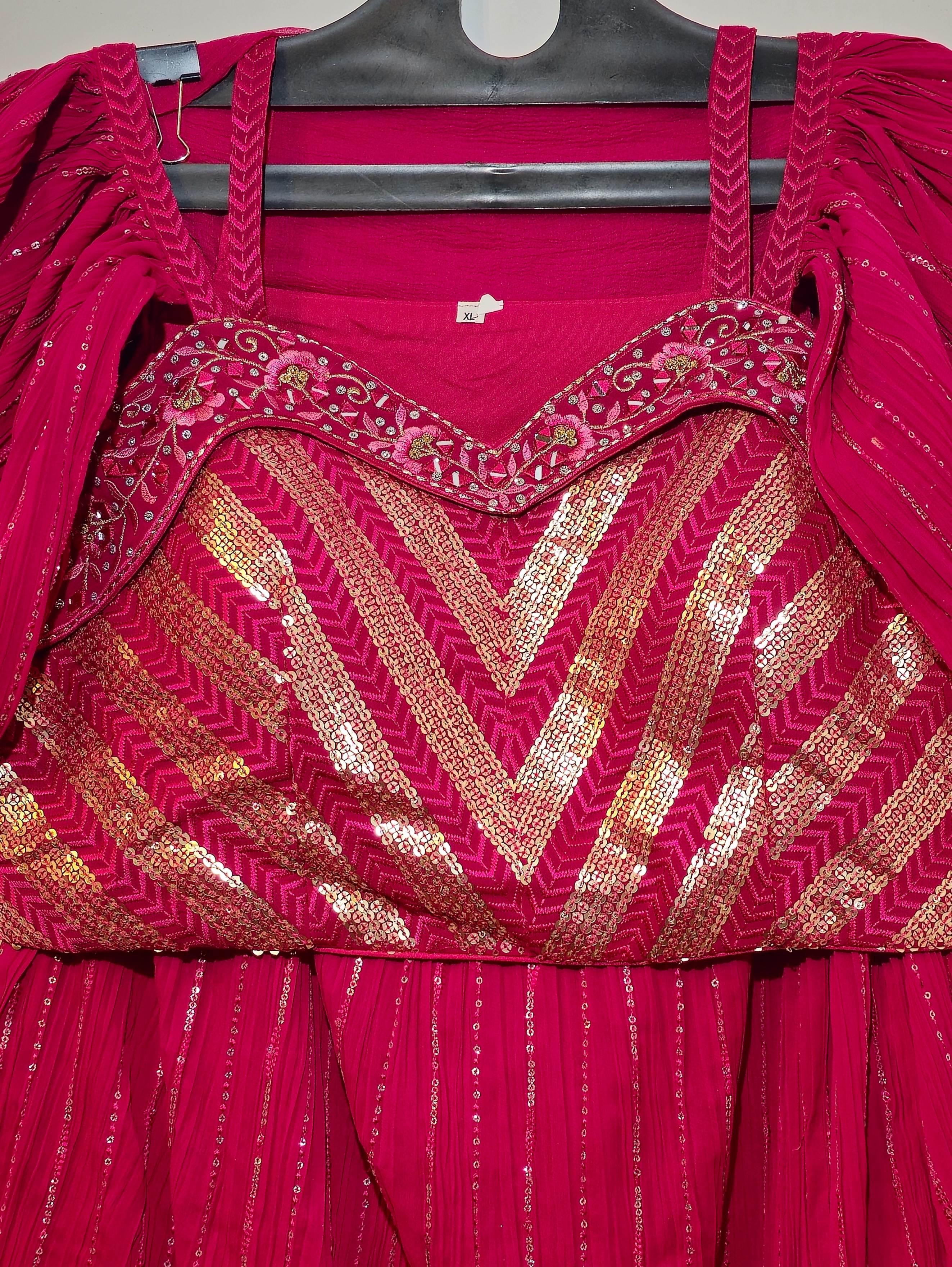 Image of Designer Georgette Crop - Top Set with work - 3 Piece