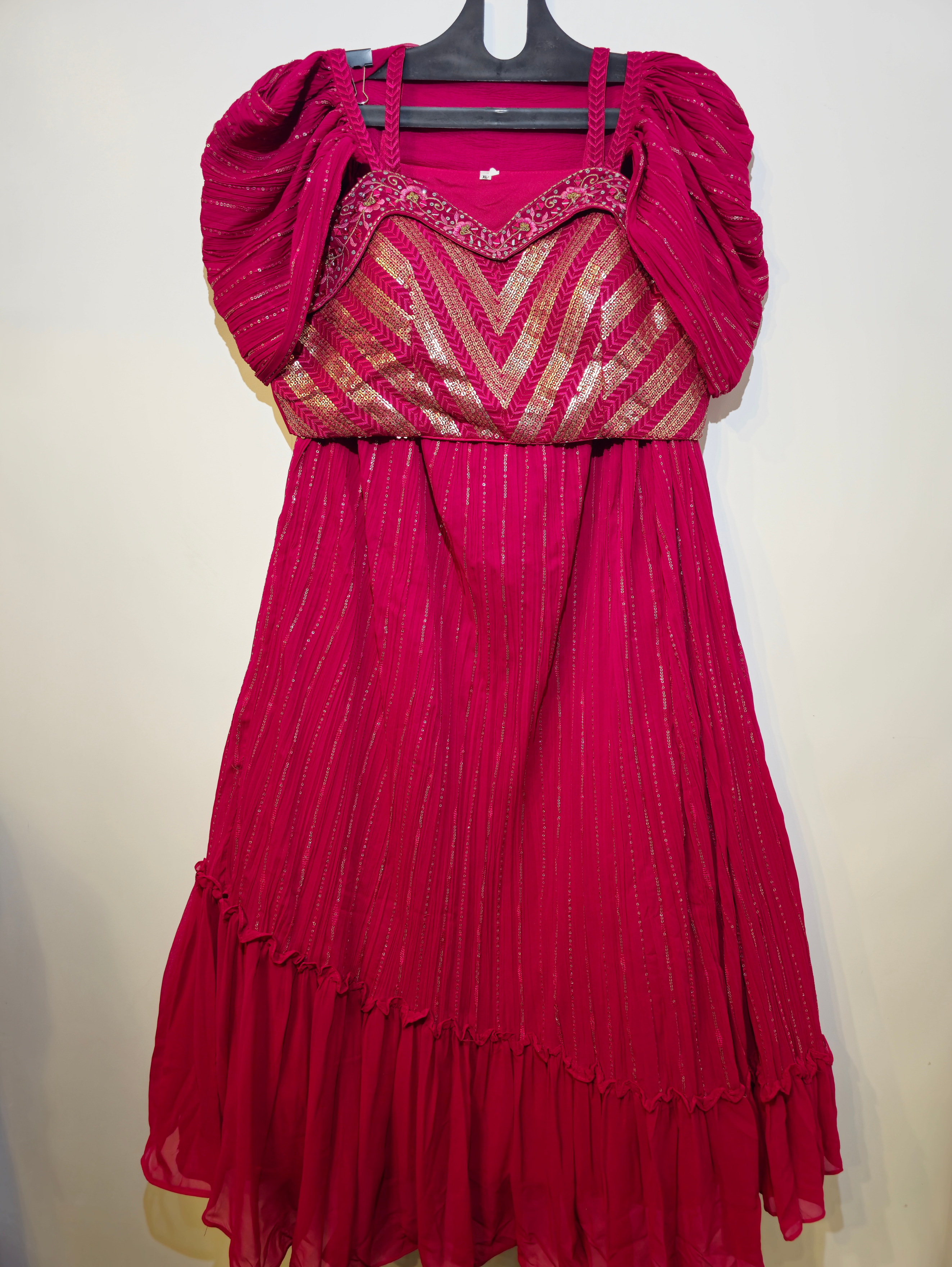 Image of Designer Georgette Crop - Top Set with work - 3 Piece