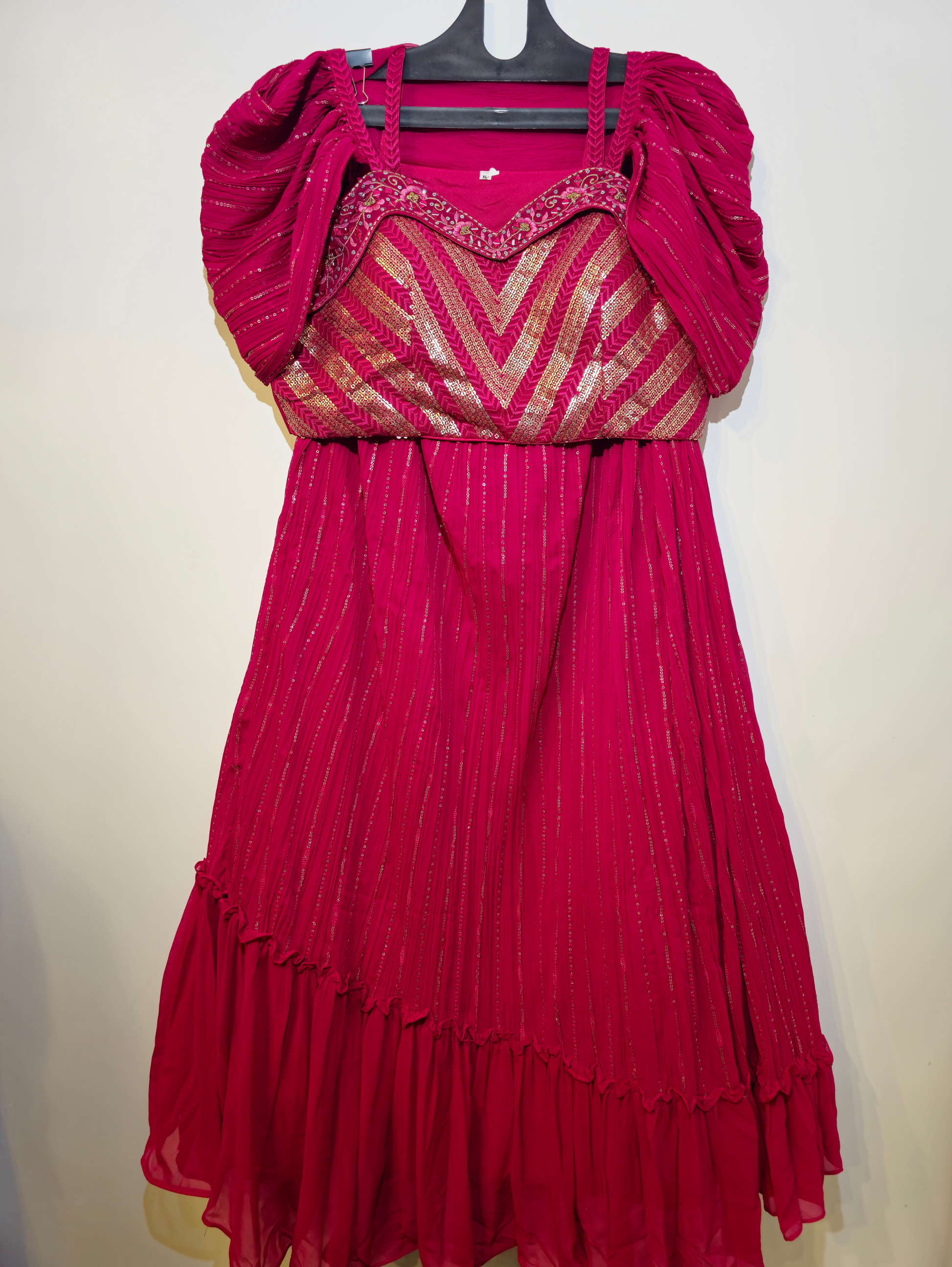 Designer Georgette Crop - Top Set with work - 3 Piece