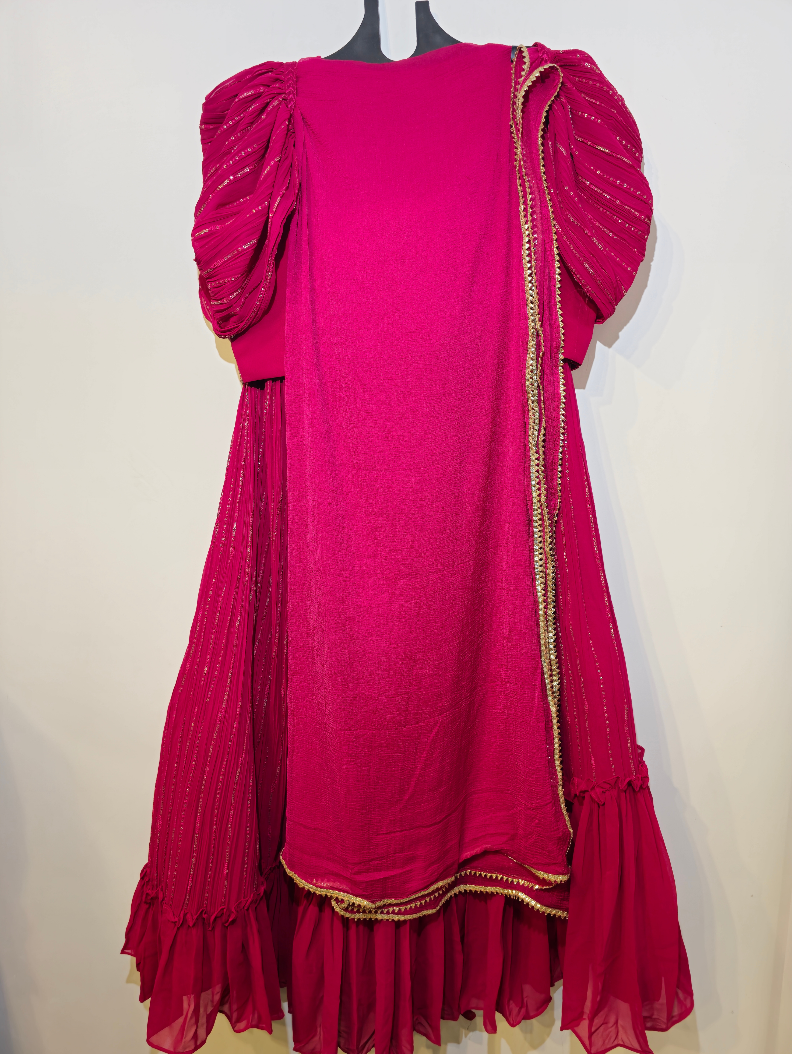 Image of Designer Georgette Crop - Top Set with work - 3 Piece