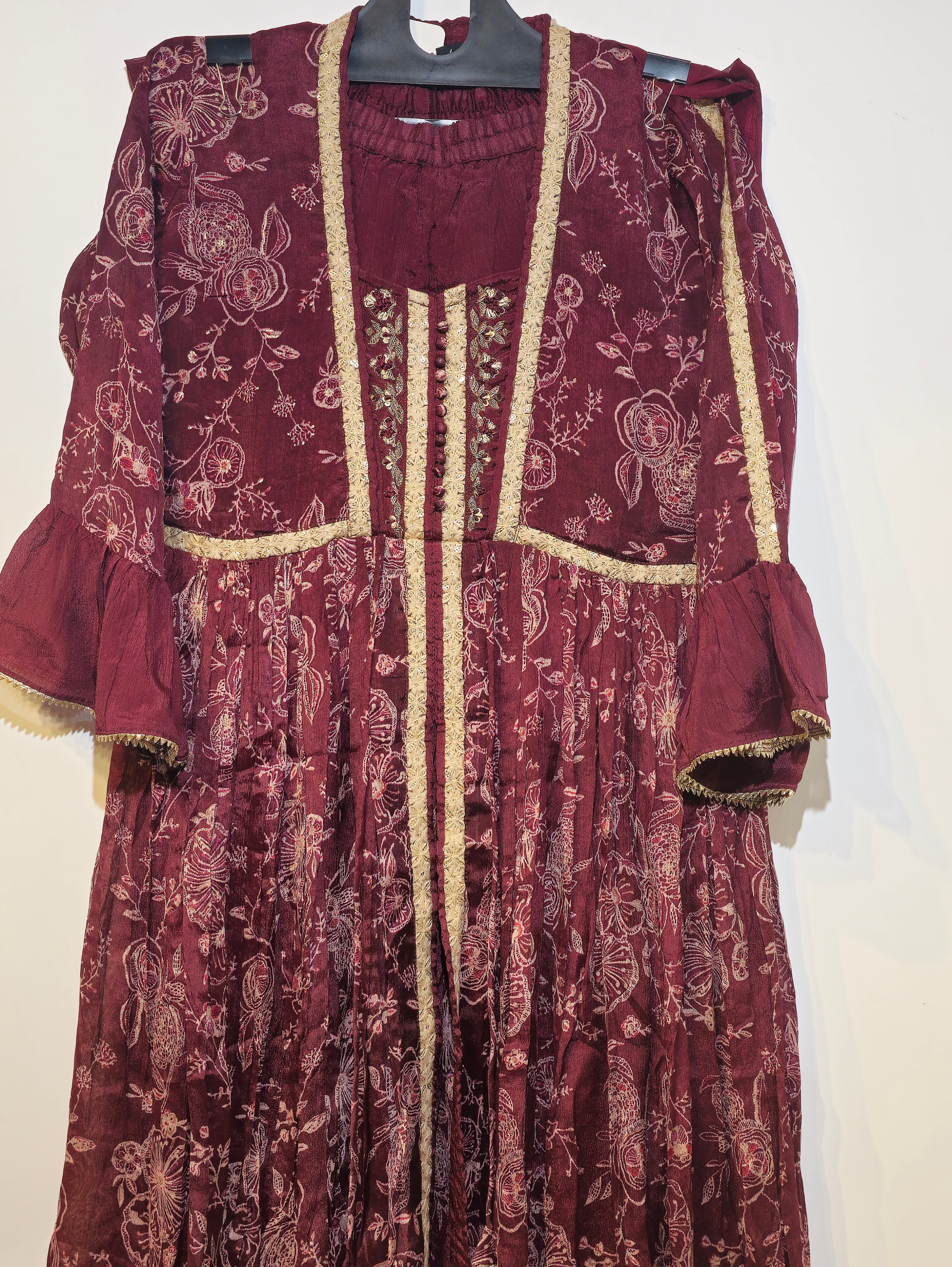 Image of Designer Muslin Set with work - 3 Piece