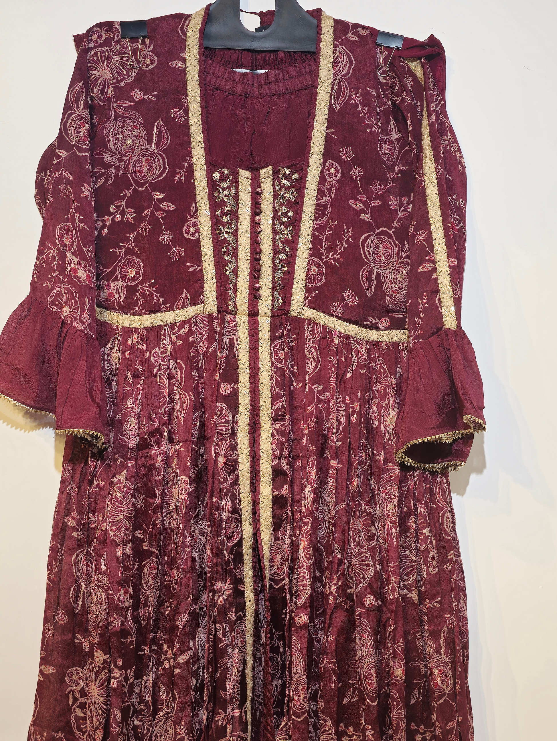 Designer Muslin Set with work - 3 Piece