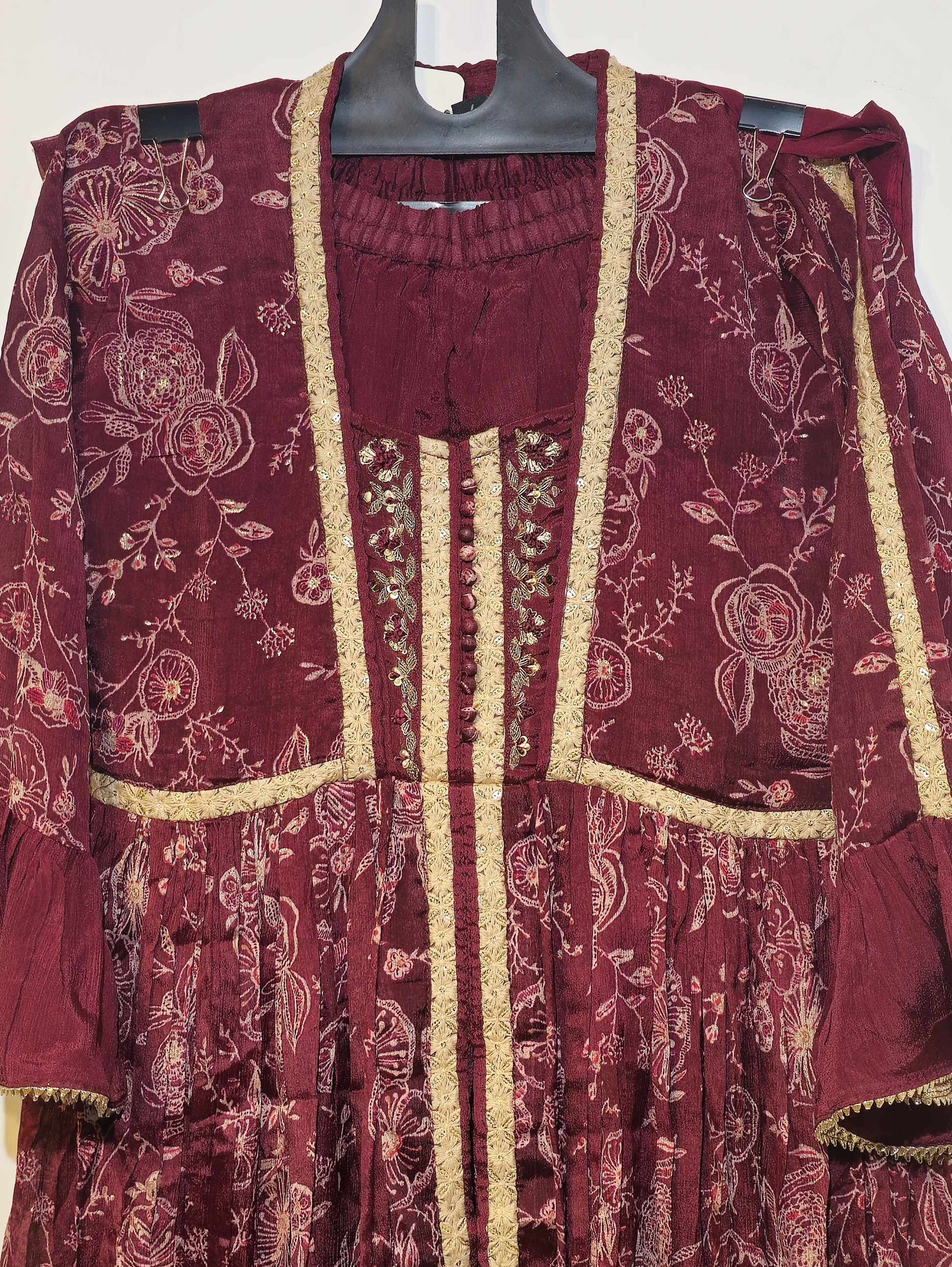 Designer Muslin Set with work - 3 Piece