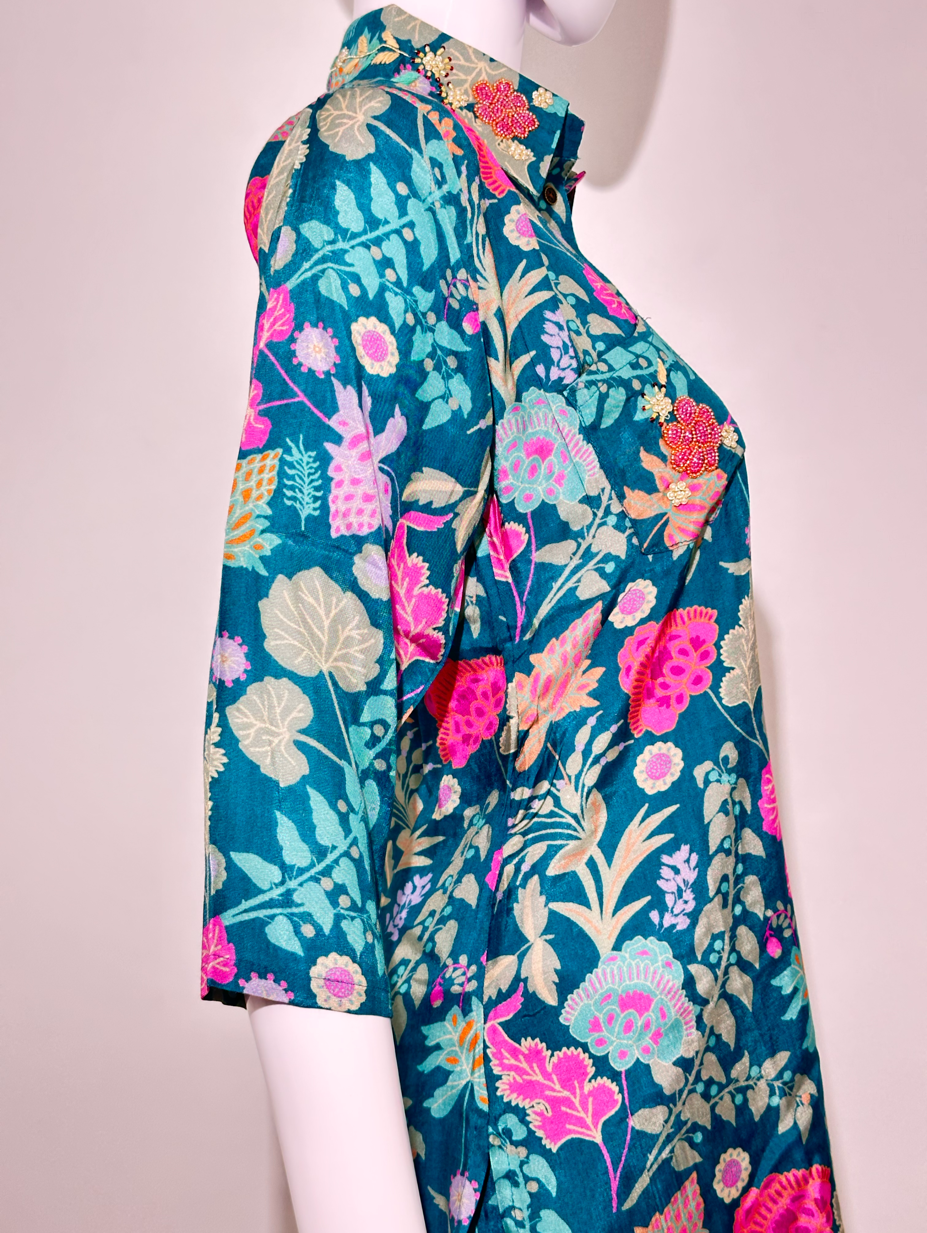 Muslin Hand work Coord Set - Collar Embroidery