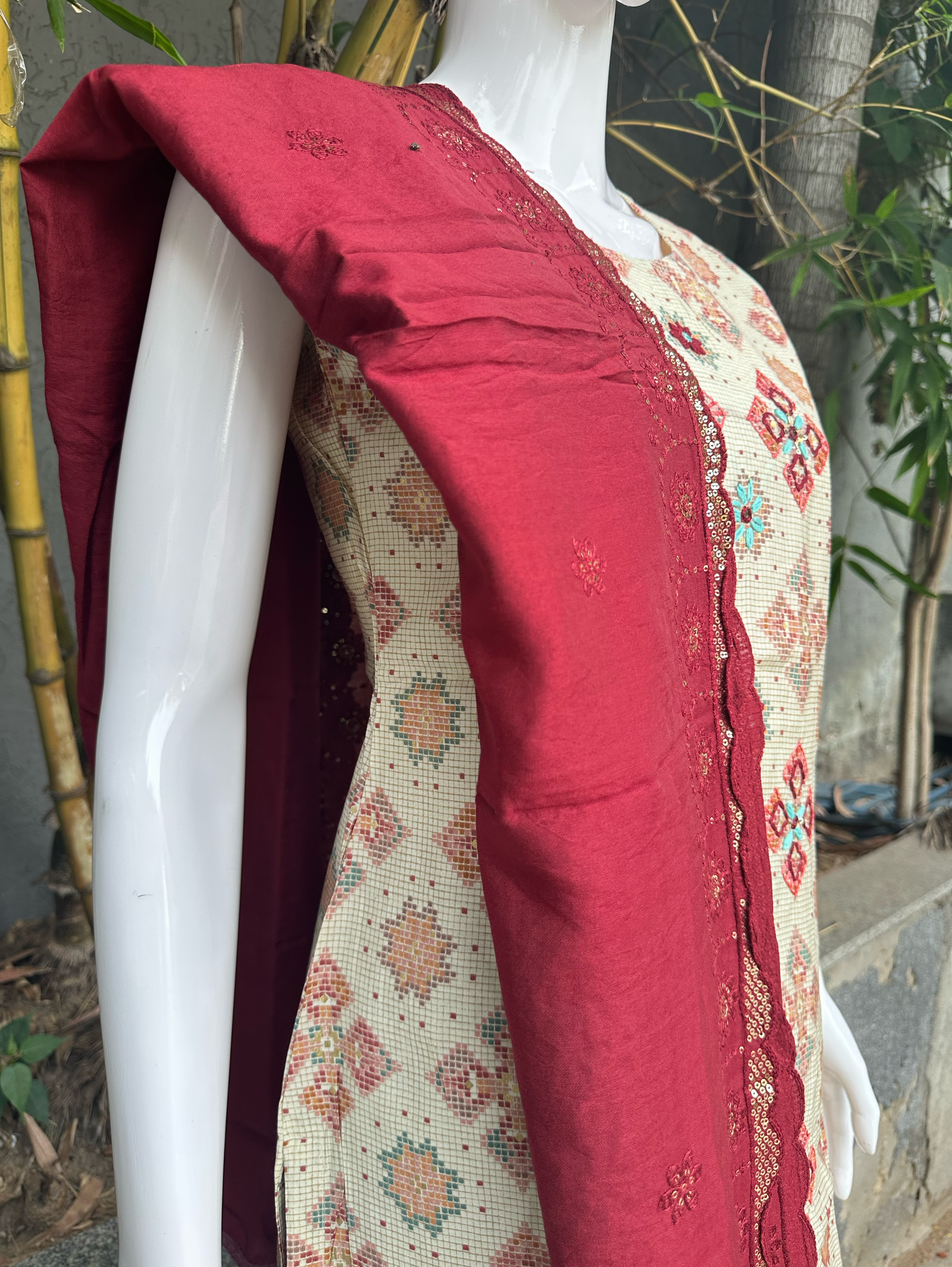 Modal Print Embroidery work - 3 Piece