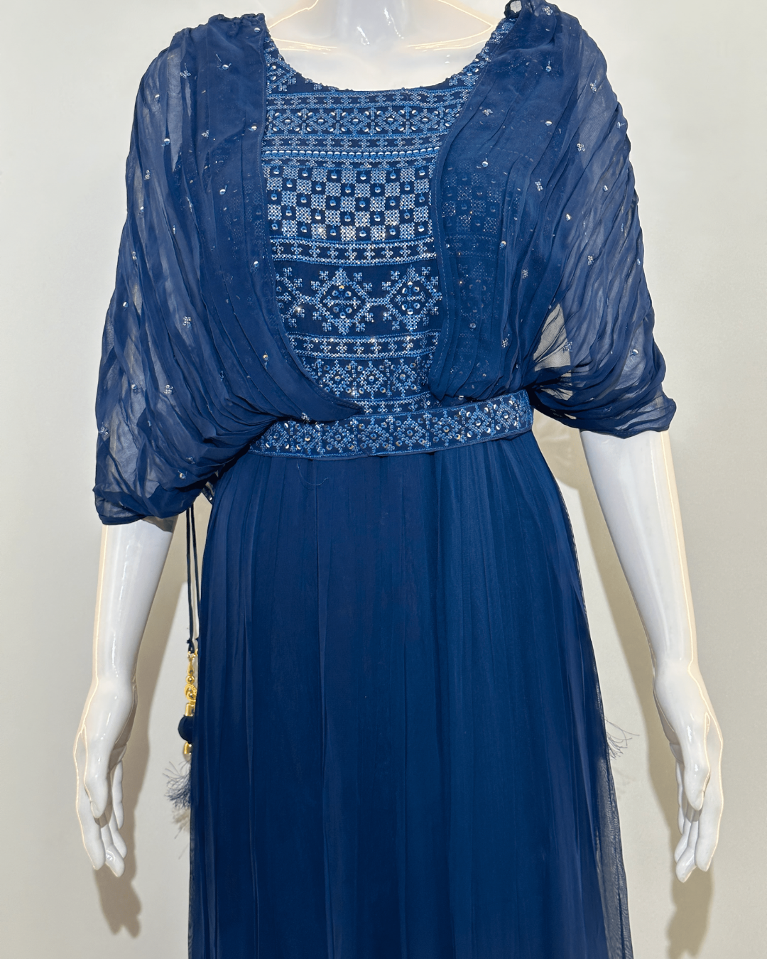 Georgette Butterfly Design Gown with Belt
