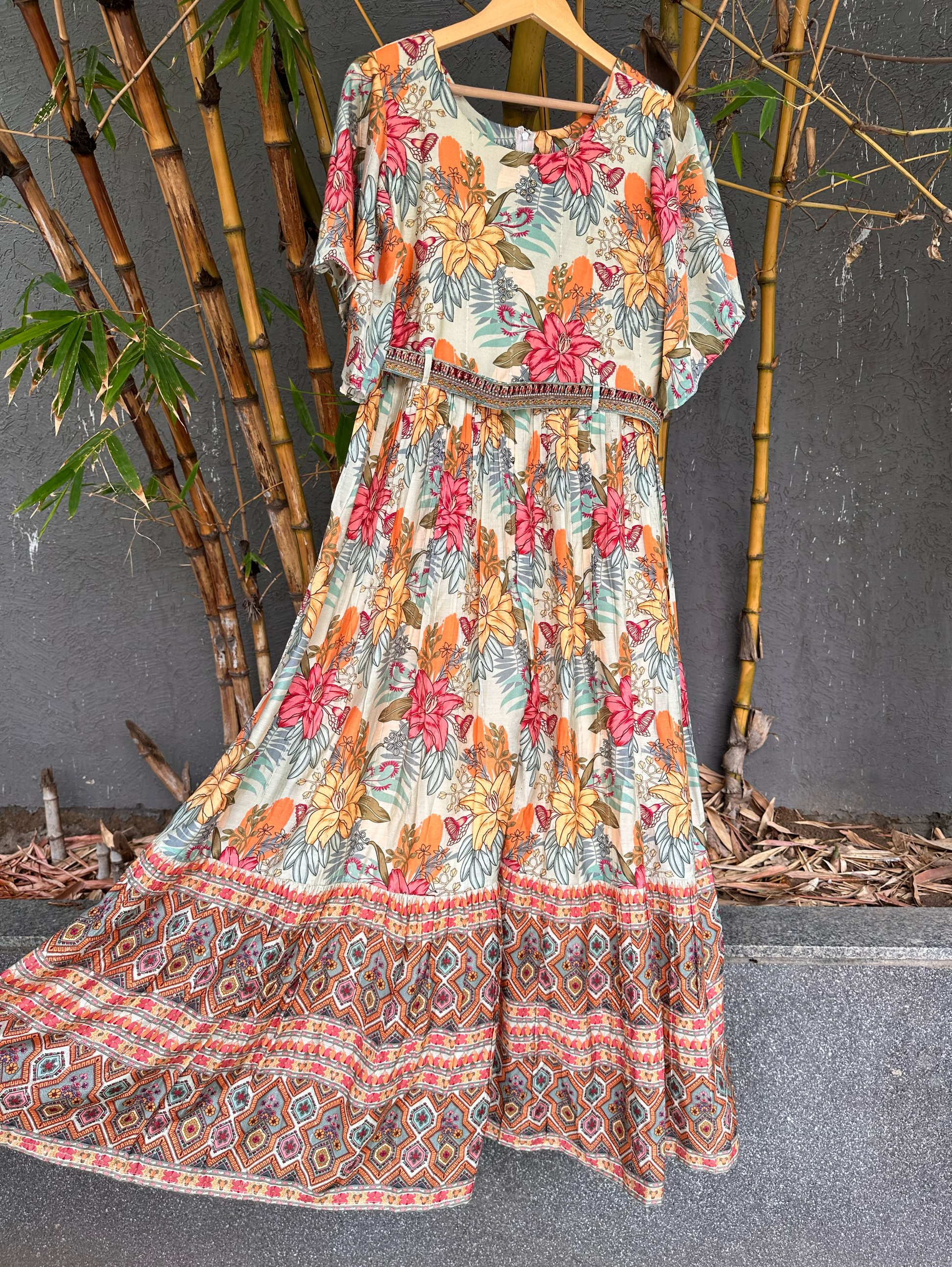 Floral Muslin Jumpsuit with Sequence work