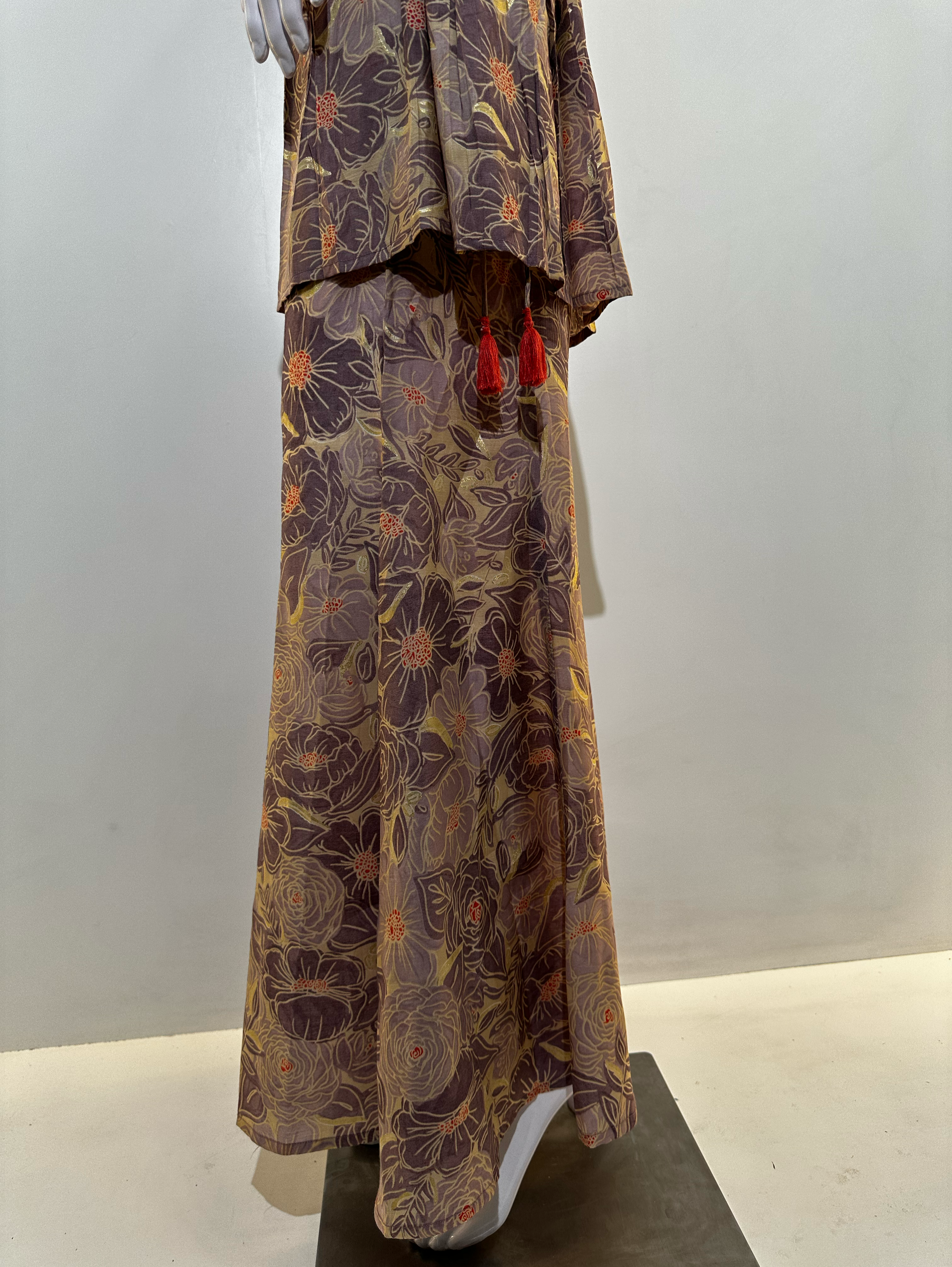 Image of Muslin Embroidery Bell Bottom Kurti Set