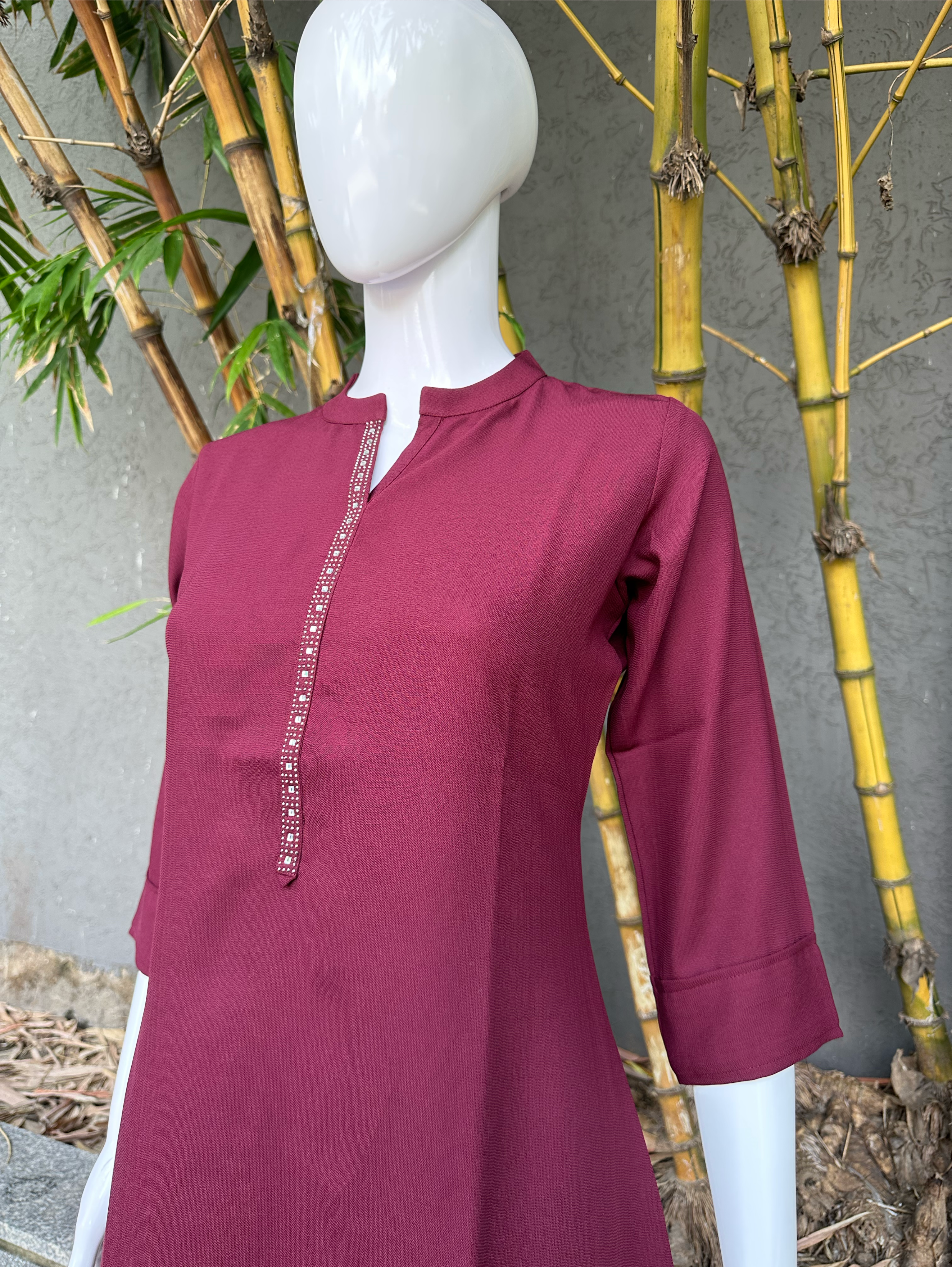 Image of Cotton Hosiery Tunic - Moti Work