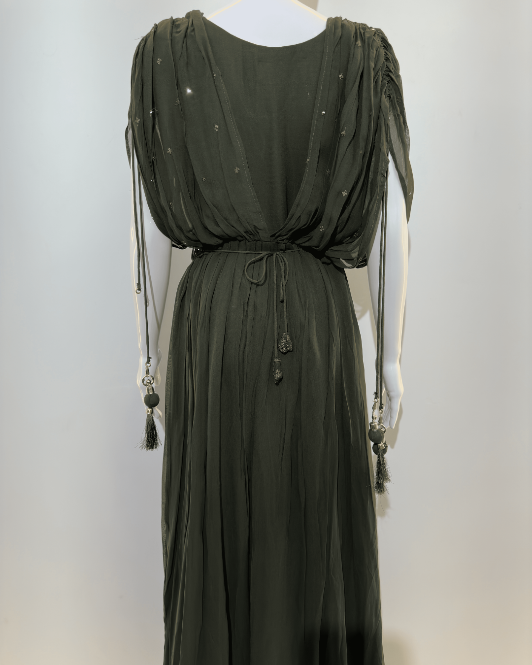 Image of Georgette Butterfly Design Gown with Belt