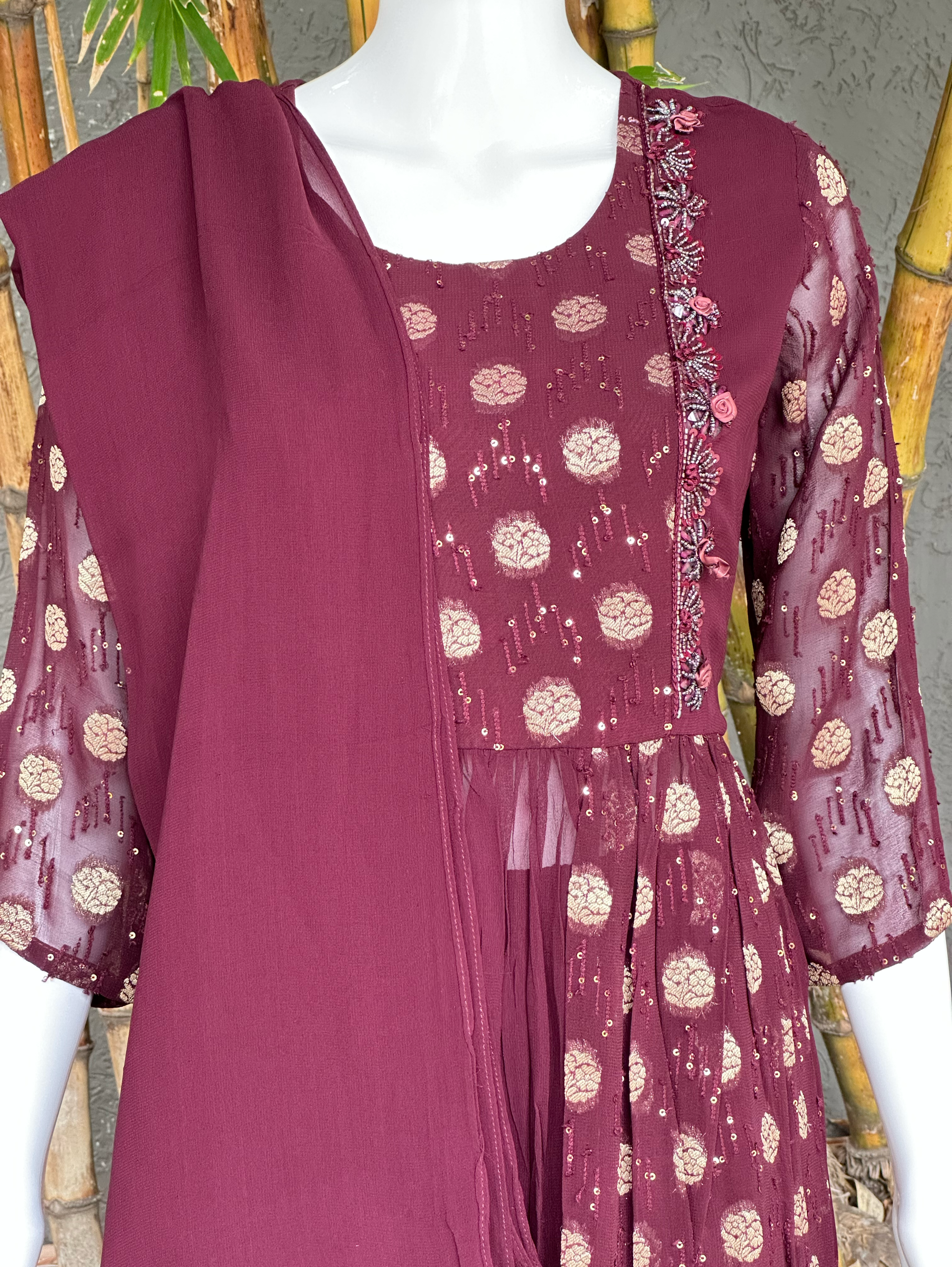 Image of Naira Style Georgette 3 piece Dress - Premium work