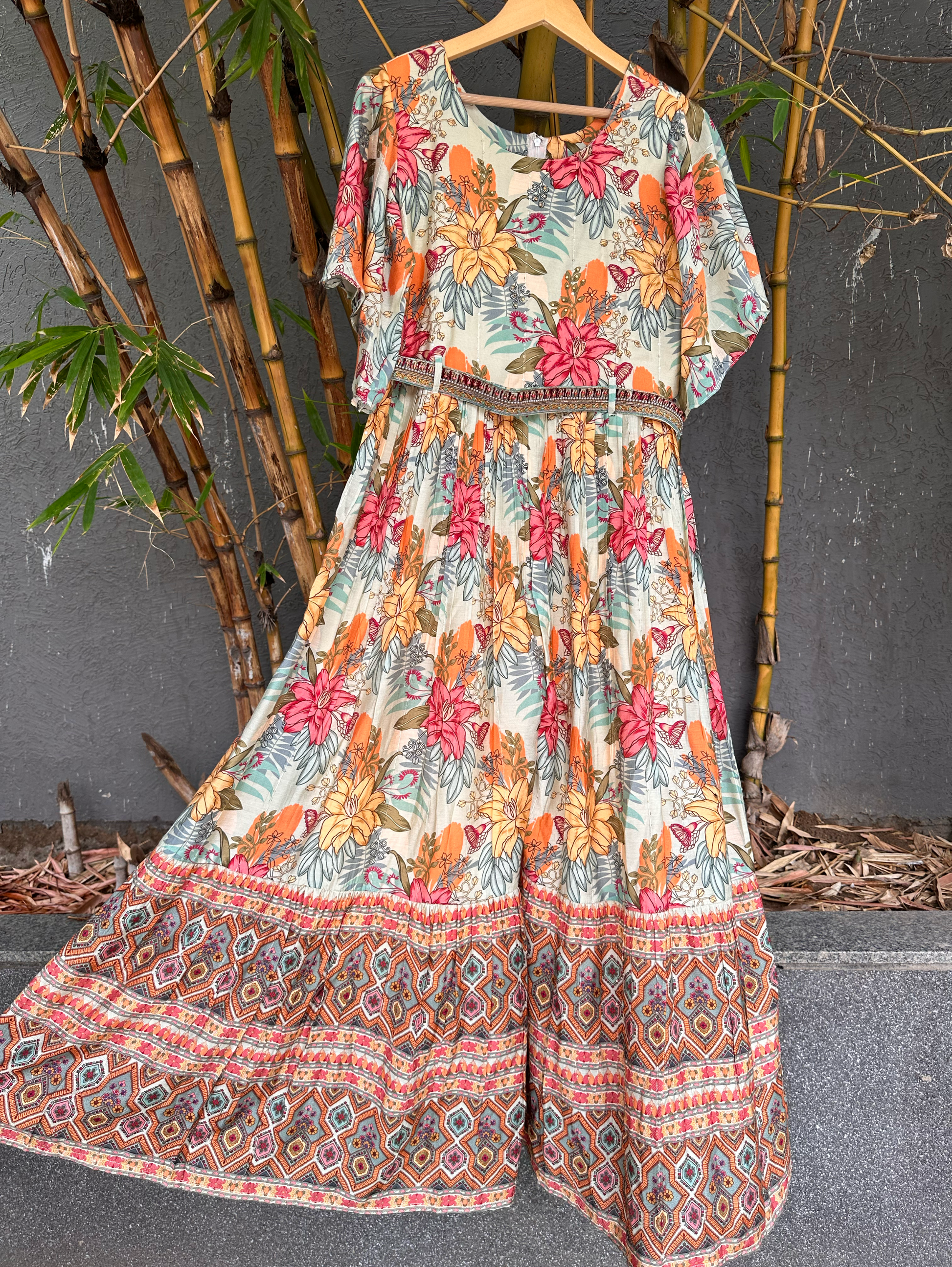 Floral Muslin Jumpsuit with Sequence work