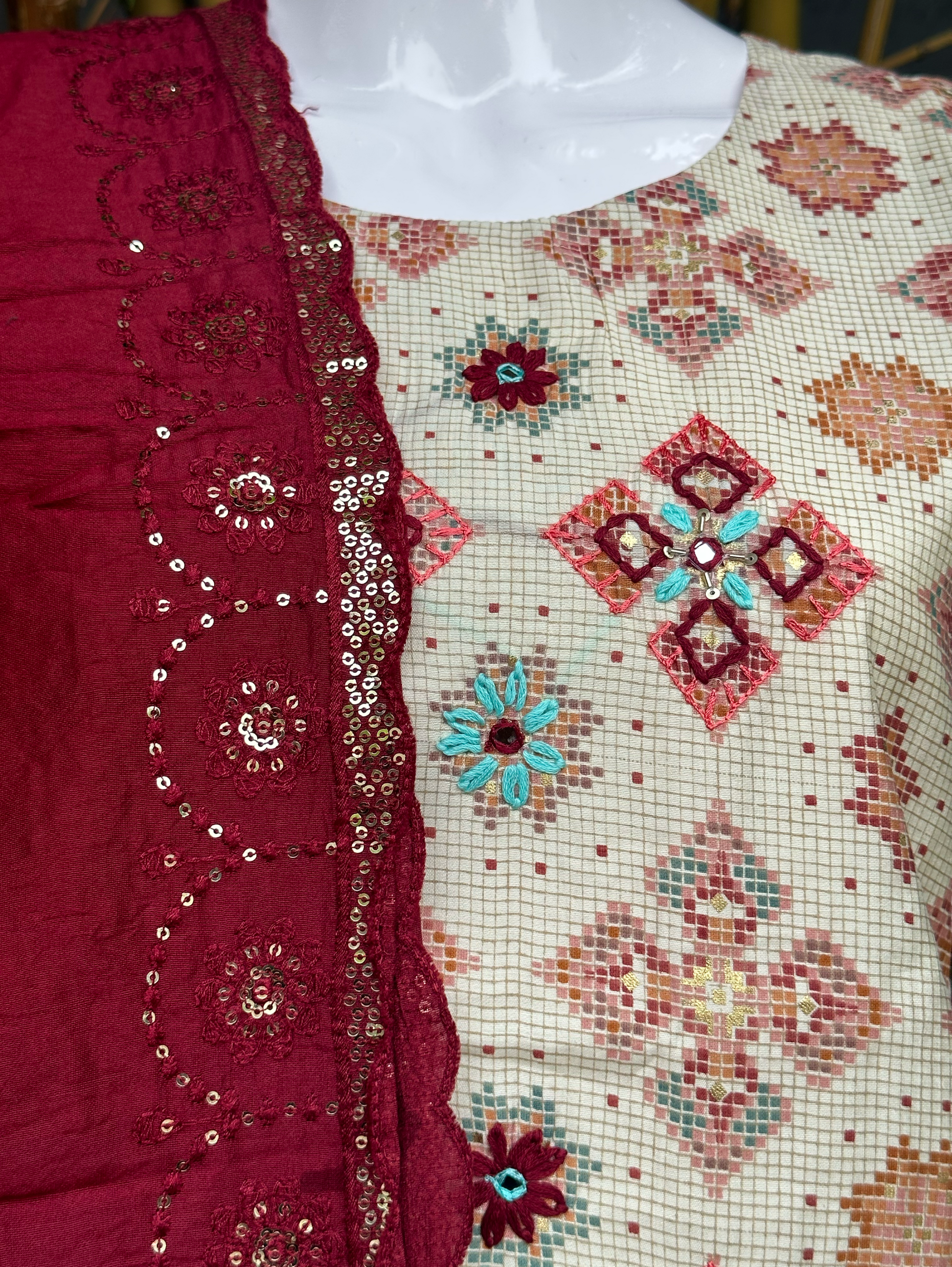 Modal Print Embroidery work - 3 Piece