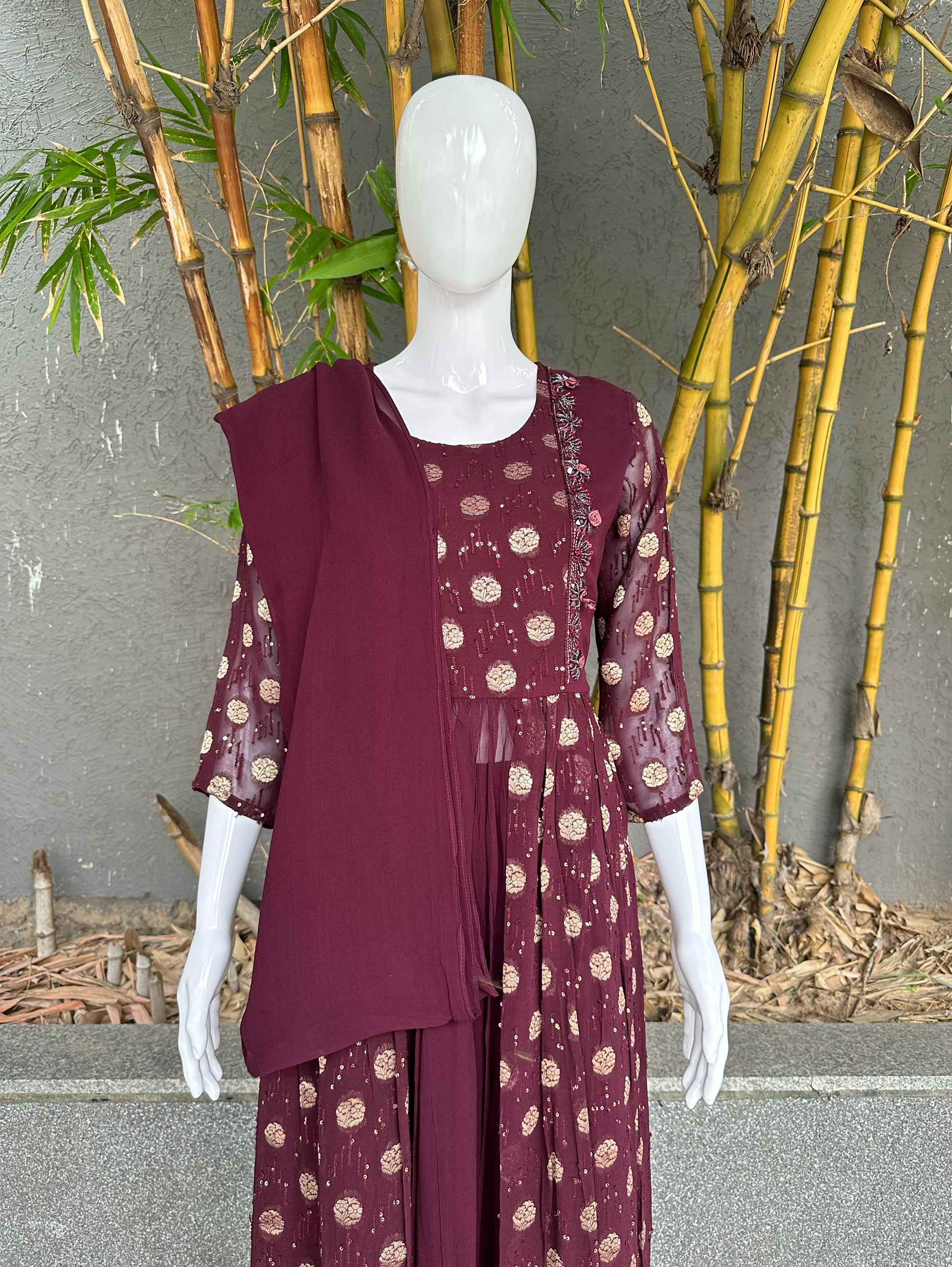 Naira Style Georgette 3 piece Dress - Premium work