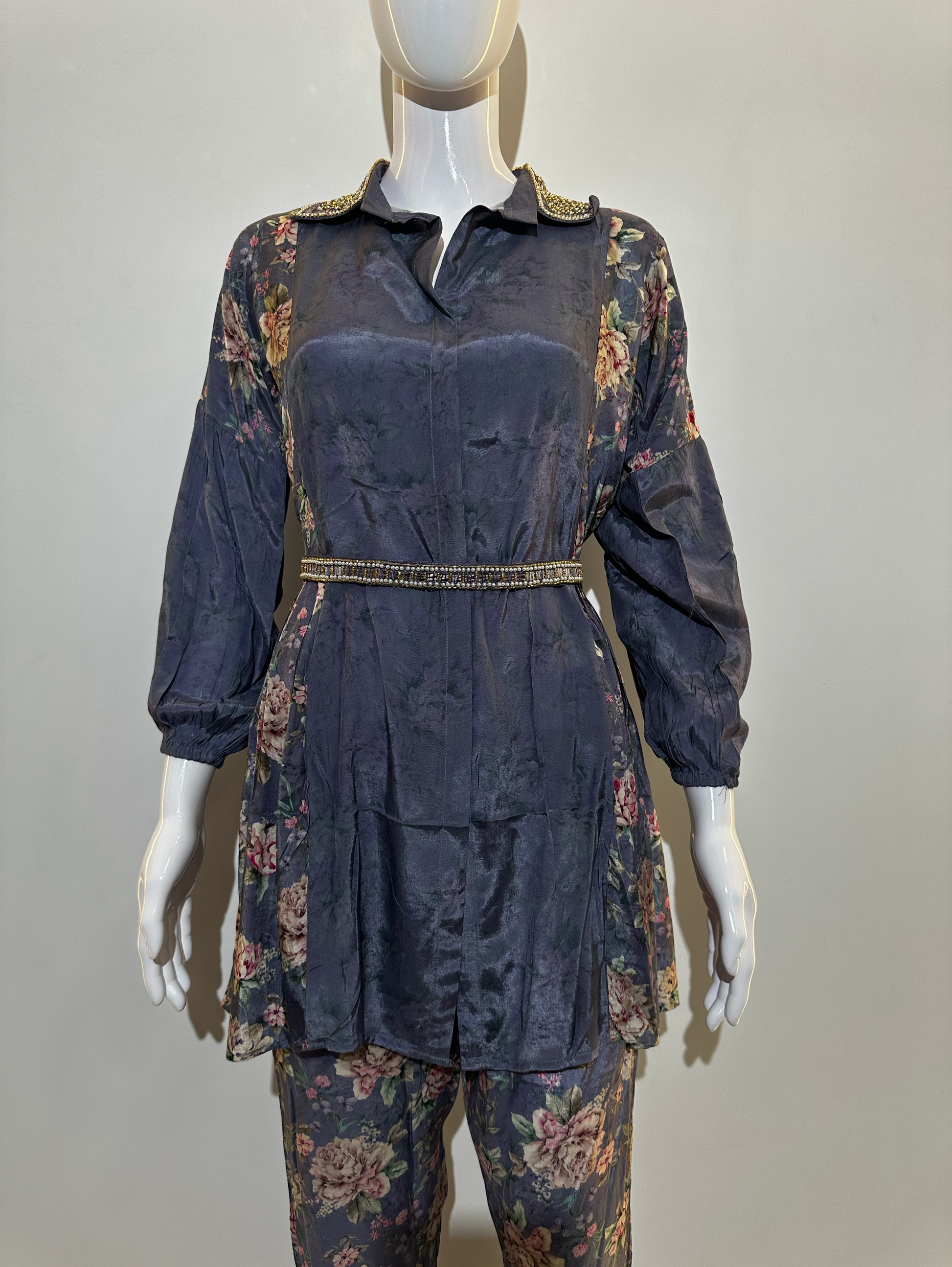 Muslin Coord Set With Premium Moti Work
