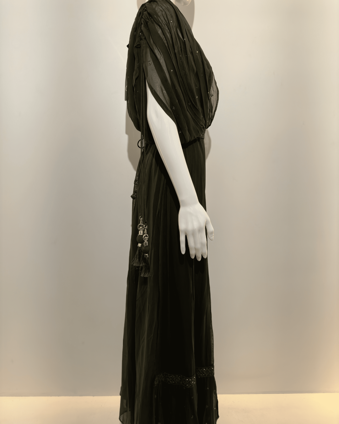 Image of Georgette Butterfly Design Gown with Belt