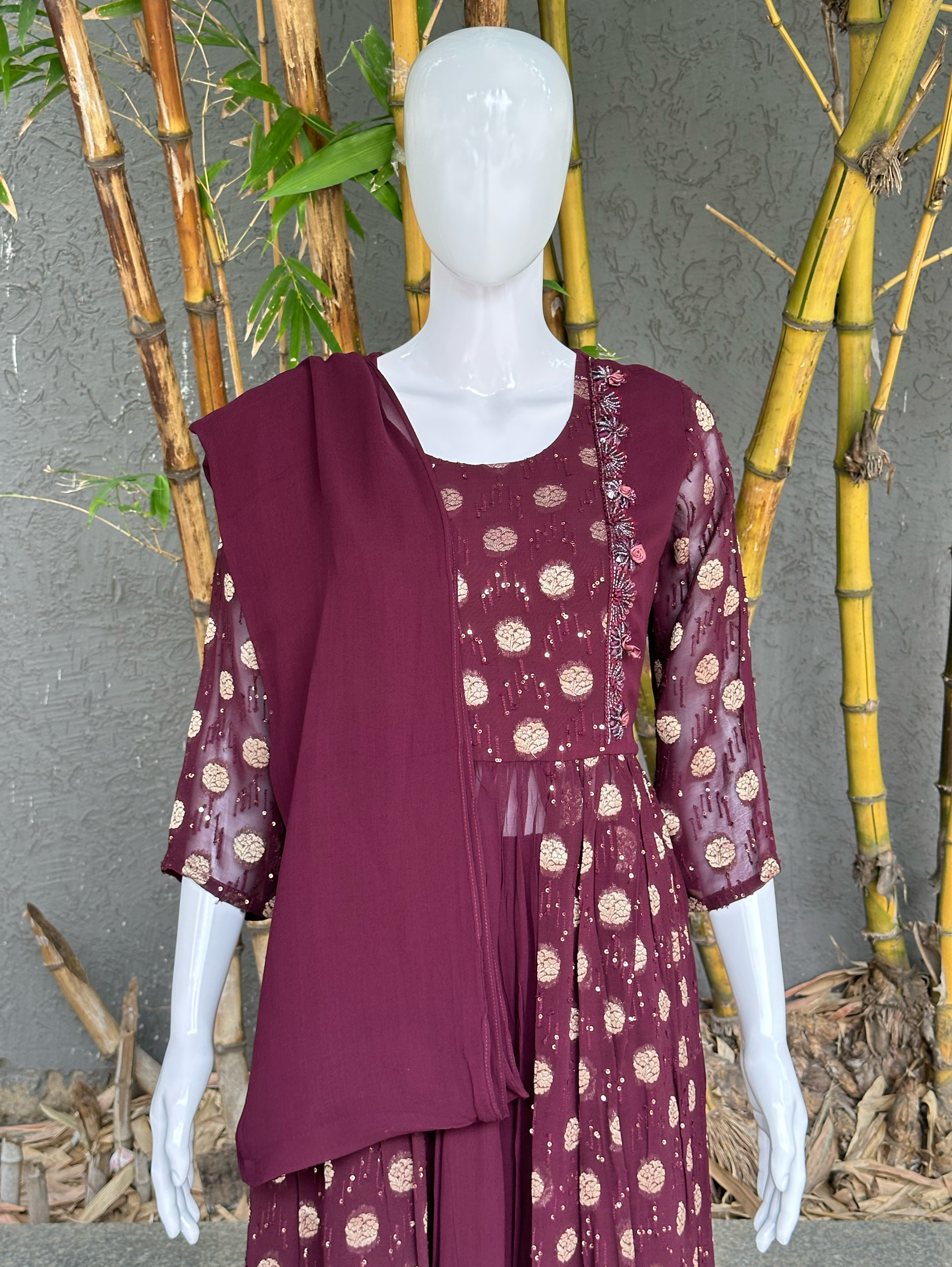 Naira Style Georgette 3 piece Dress - Premium work