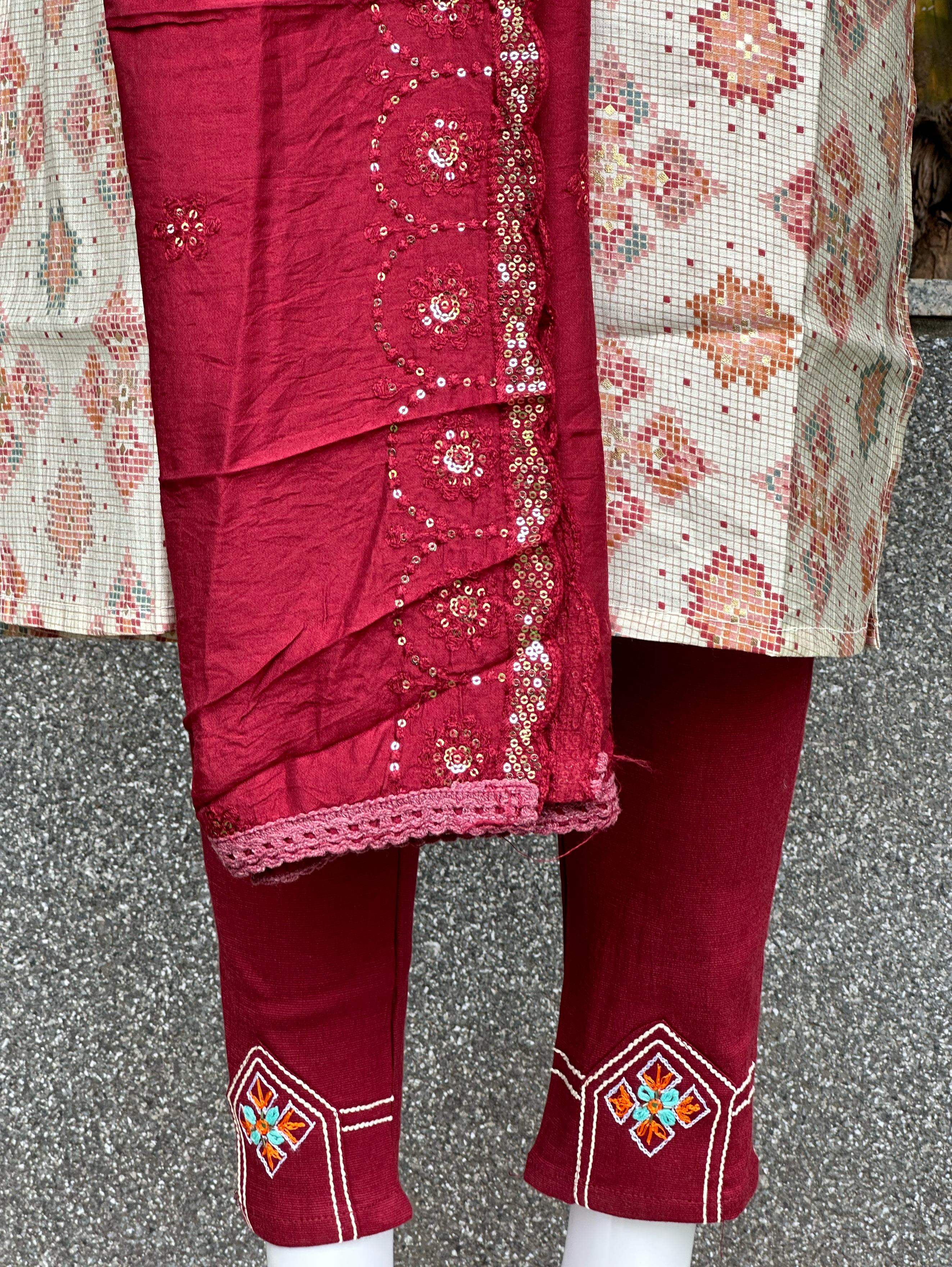 Image of Modal Print Embroidery work - 3 Piece