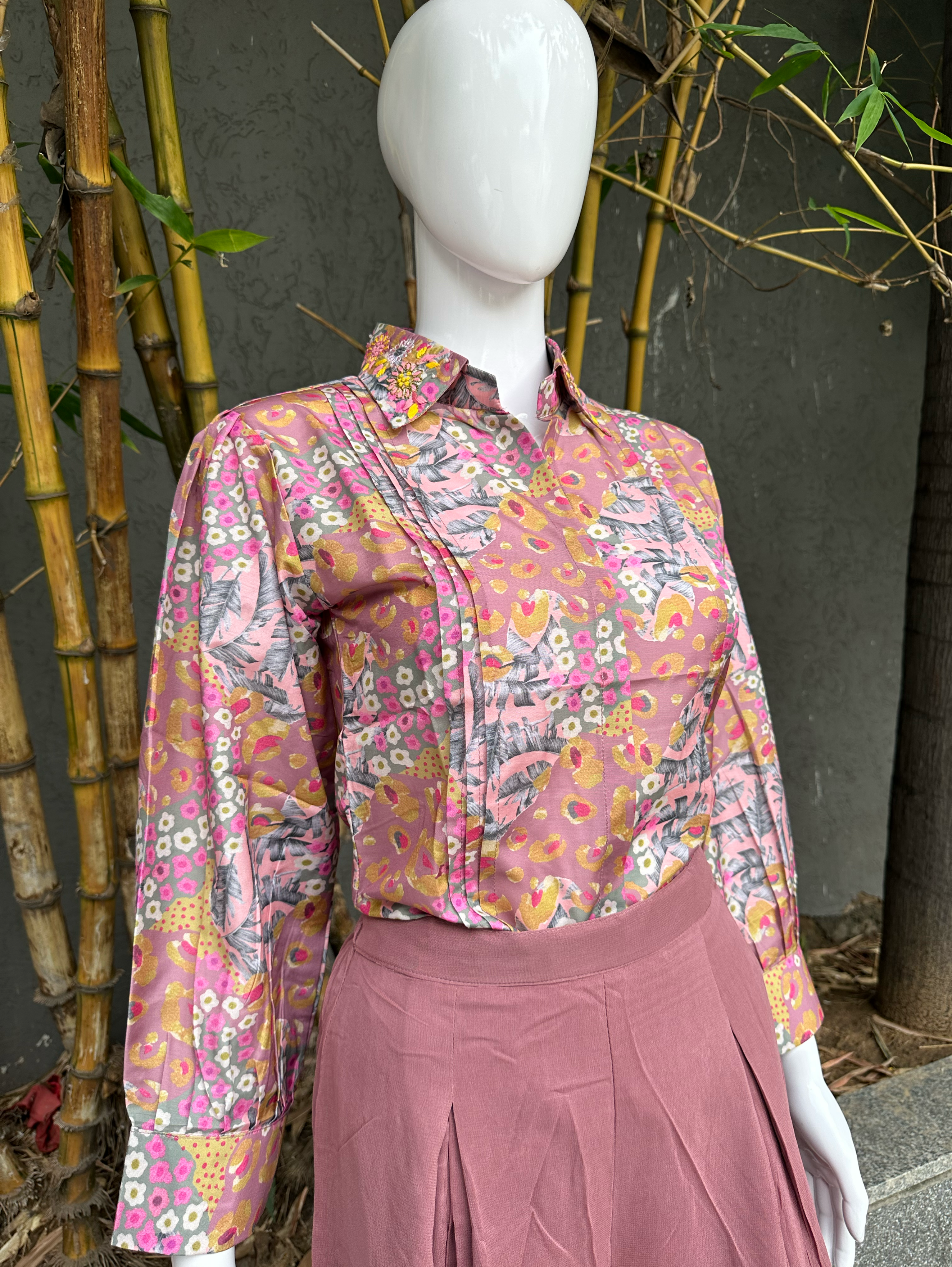 Image of Muslin Coords with Georgette Palazzo - Pink