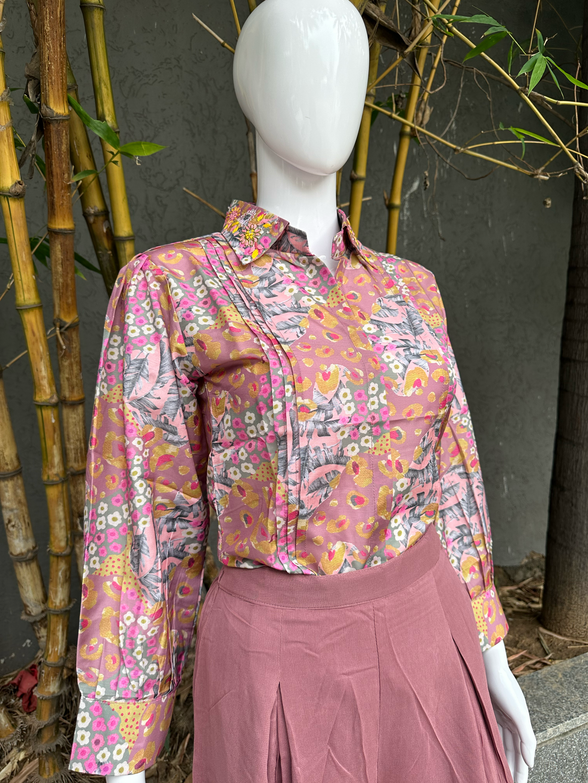 Muslin Coords with Georgette Palazzo - Pink