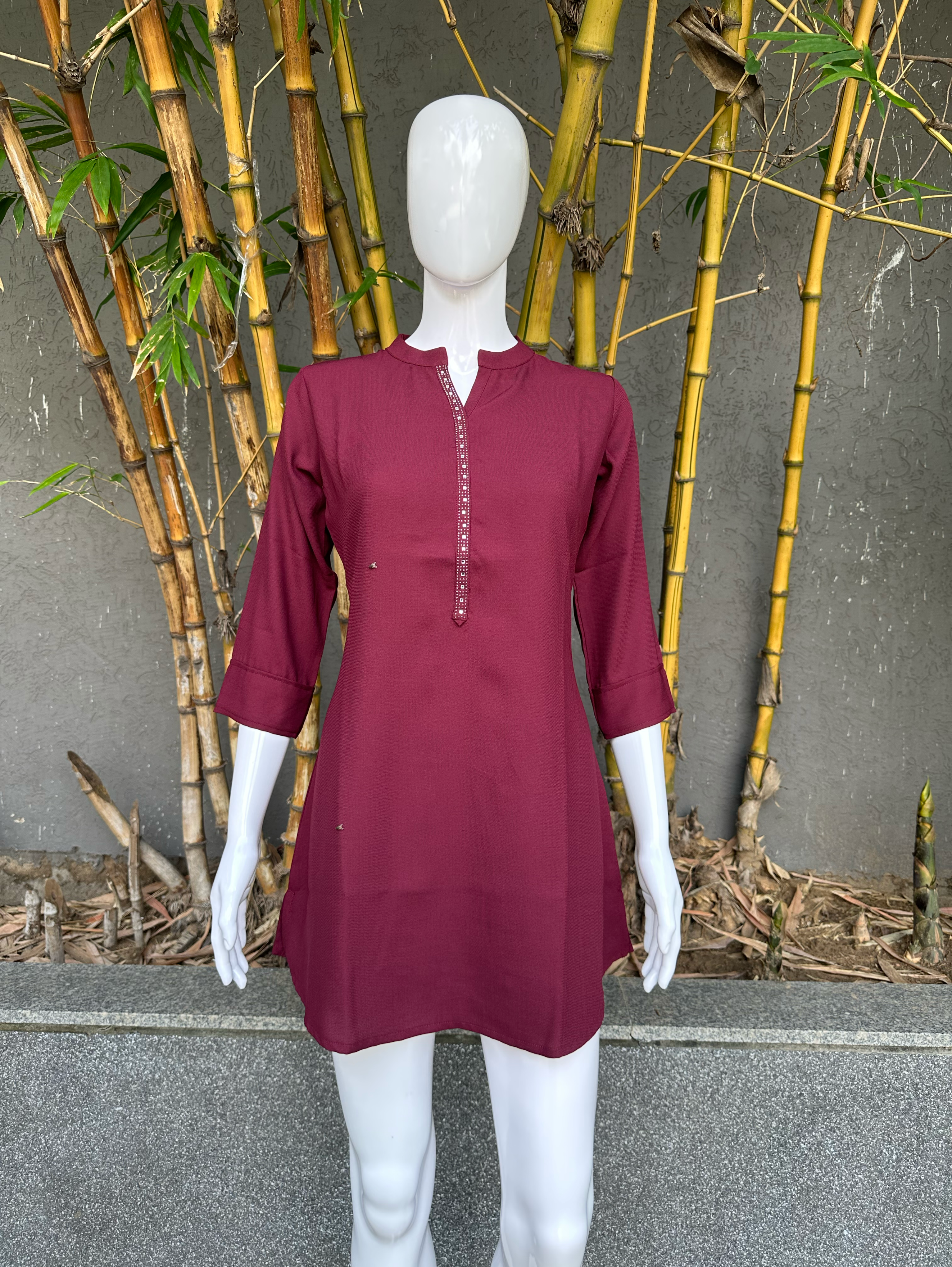 Image of Cotton Hosiery Tunic - Moti Work