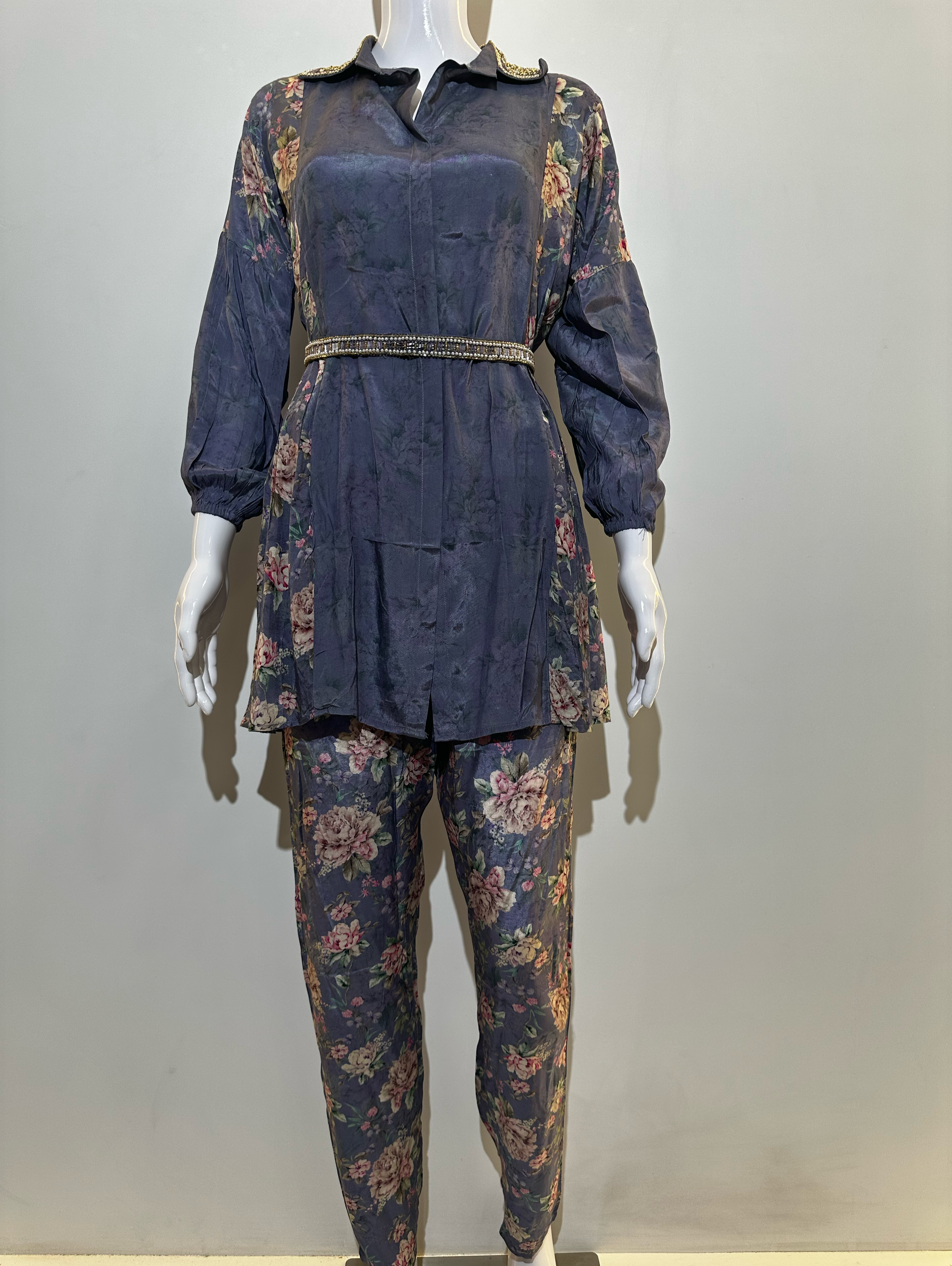 Muslin Coord Set With Premium Moti Work