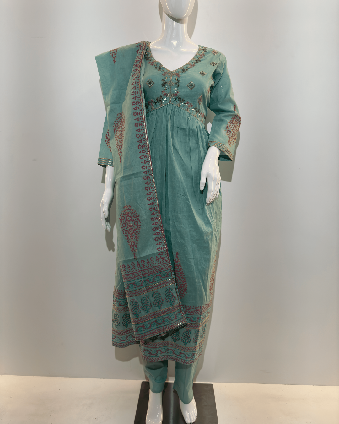 Kalamkari Print Alia Cut Kurti Set - 3 Piece
