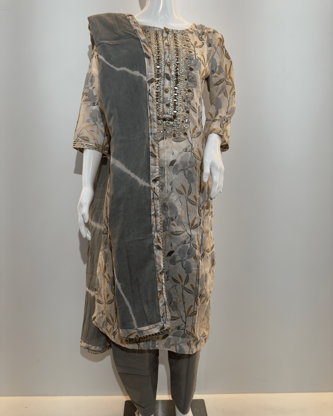 Mull Cotton Straight Kurti Set - 3 Piece